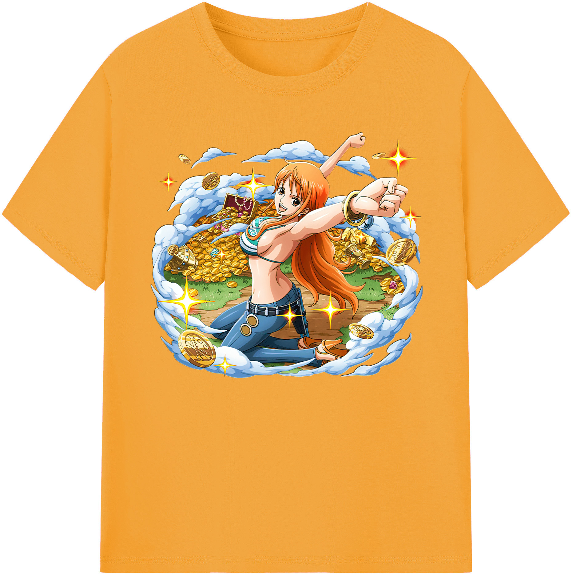 （画像用） ワンピース ナミ ONE PIECE Nami 綿100％ メンズ半袖Tシャツ｜肌触りやわらか＆通気性