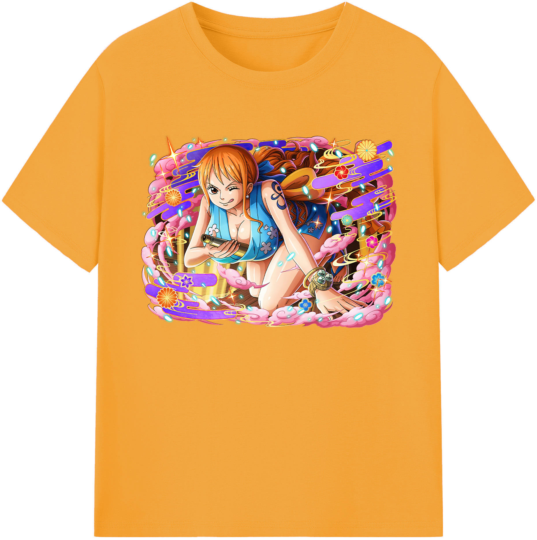 （画像用） ワンピース ナミ ONE PIECE Nami 綿100％ メンズ半袖Tシャツ｜肌触りやわらか＆通気性