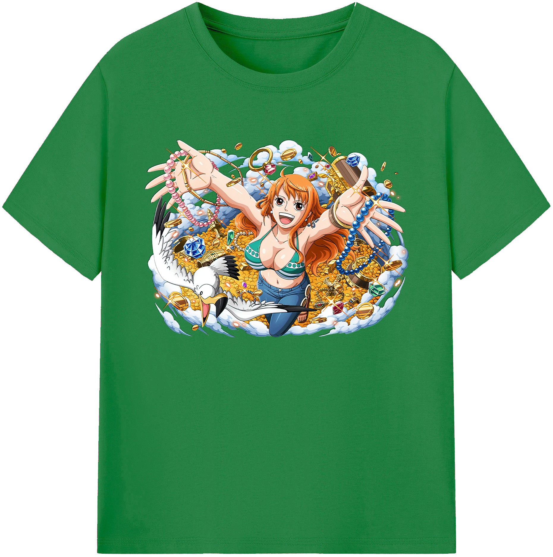 （画像用） ワンピース ナミ ONE PIECE Nami 綿100％ メンズ半袖Tシャツ｜肌触りやわらか＆通気性