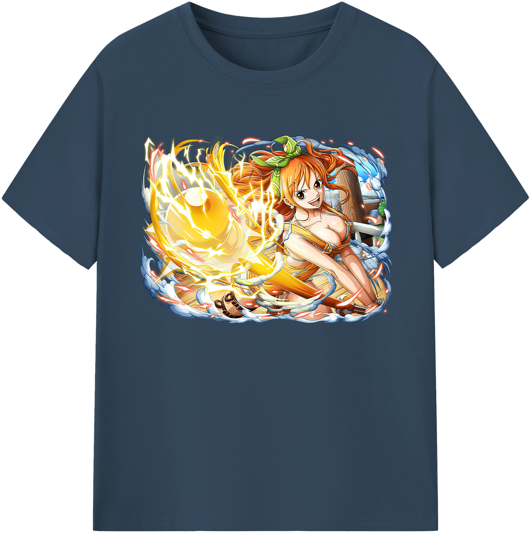 （画像用） ワンピース ナミ ONE PIECE Nami 綿100％ メンズ半袖Tシャツ｜肌触りやわらか＆通気性