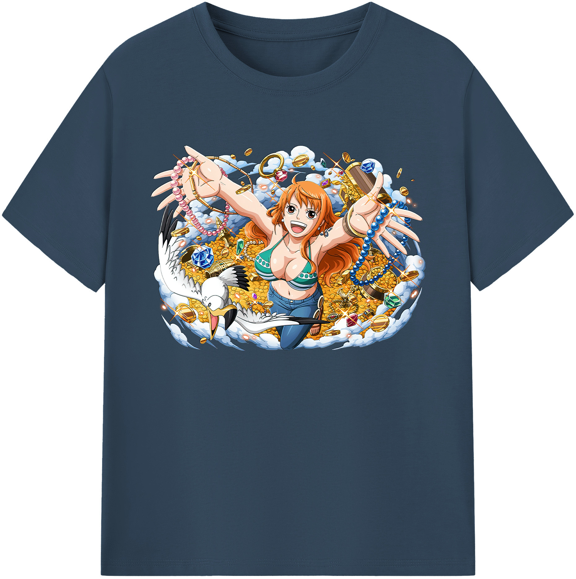 （画像用） ワンピース ナミ ONE PIECE Nami 綿100％ メンズ半袖Tシャツ｜肌触りやわらか＆通気性
