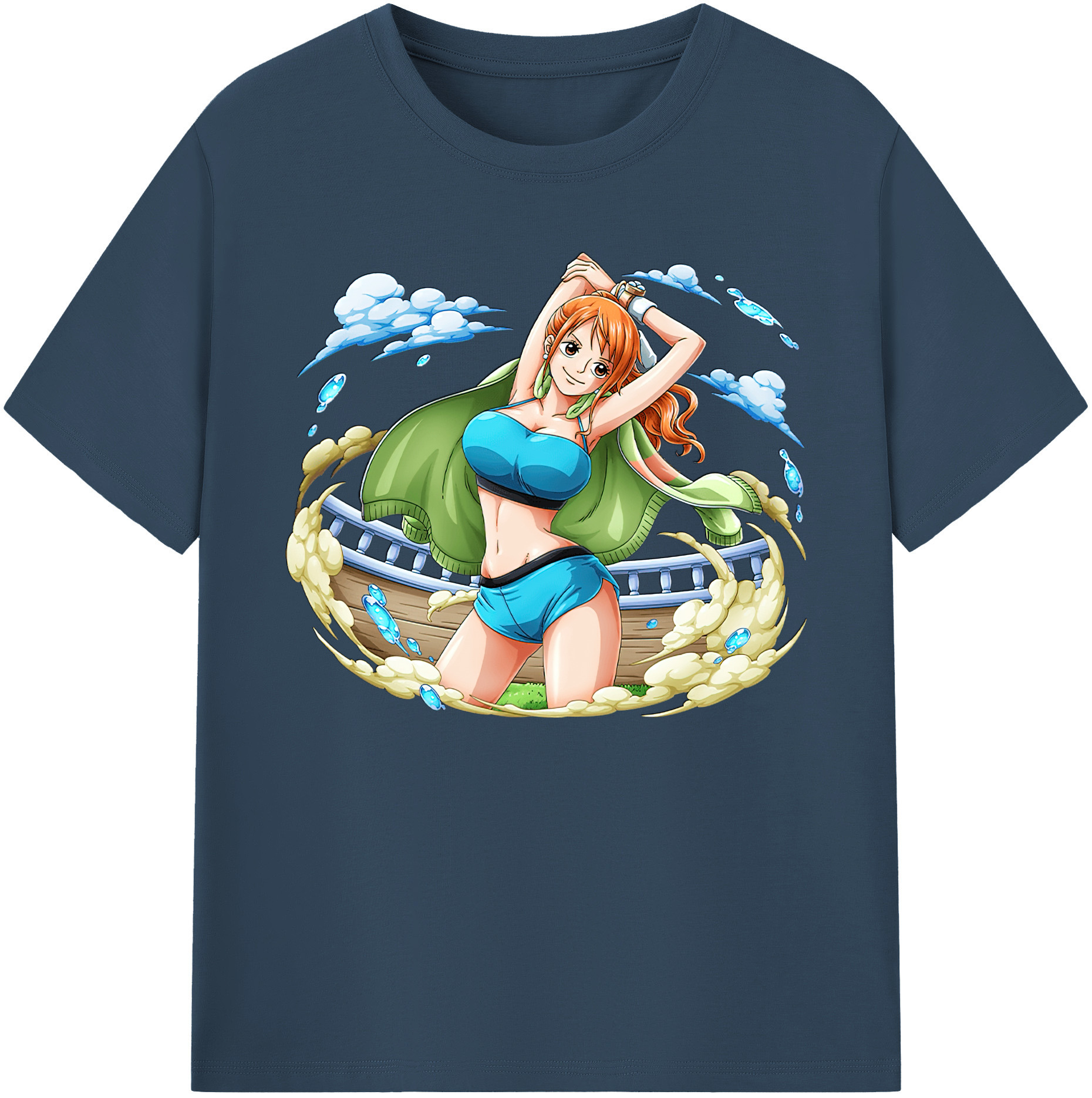 （画像用） ワンピース ナミ ONE PIECE Nami 綿100％ メンズ半袖Tシャツ｜肌触りやわらか＆通気性