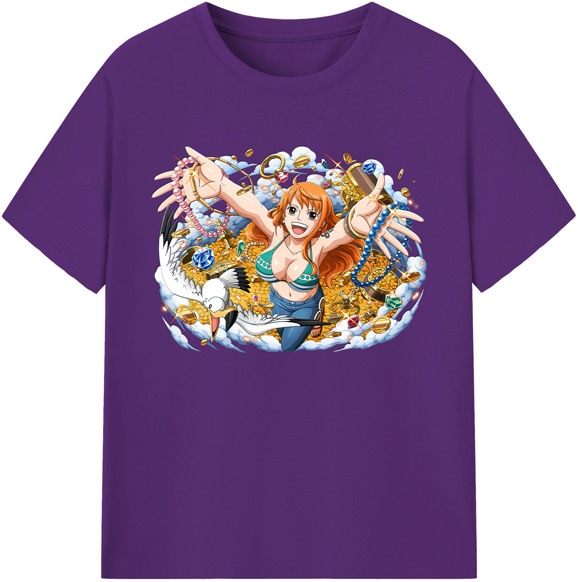 （画像用） ワンピース ナミ ONE PIECE Nami 綿100％ メンズ半袖Tシャツ｜肌触りやわらか＆通気性