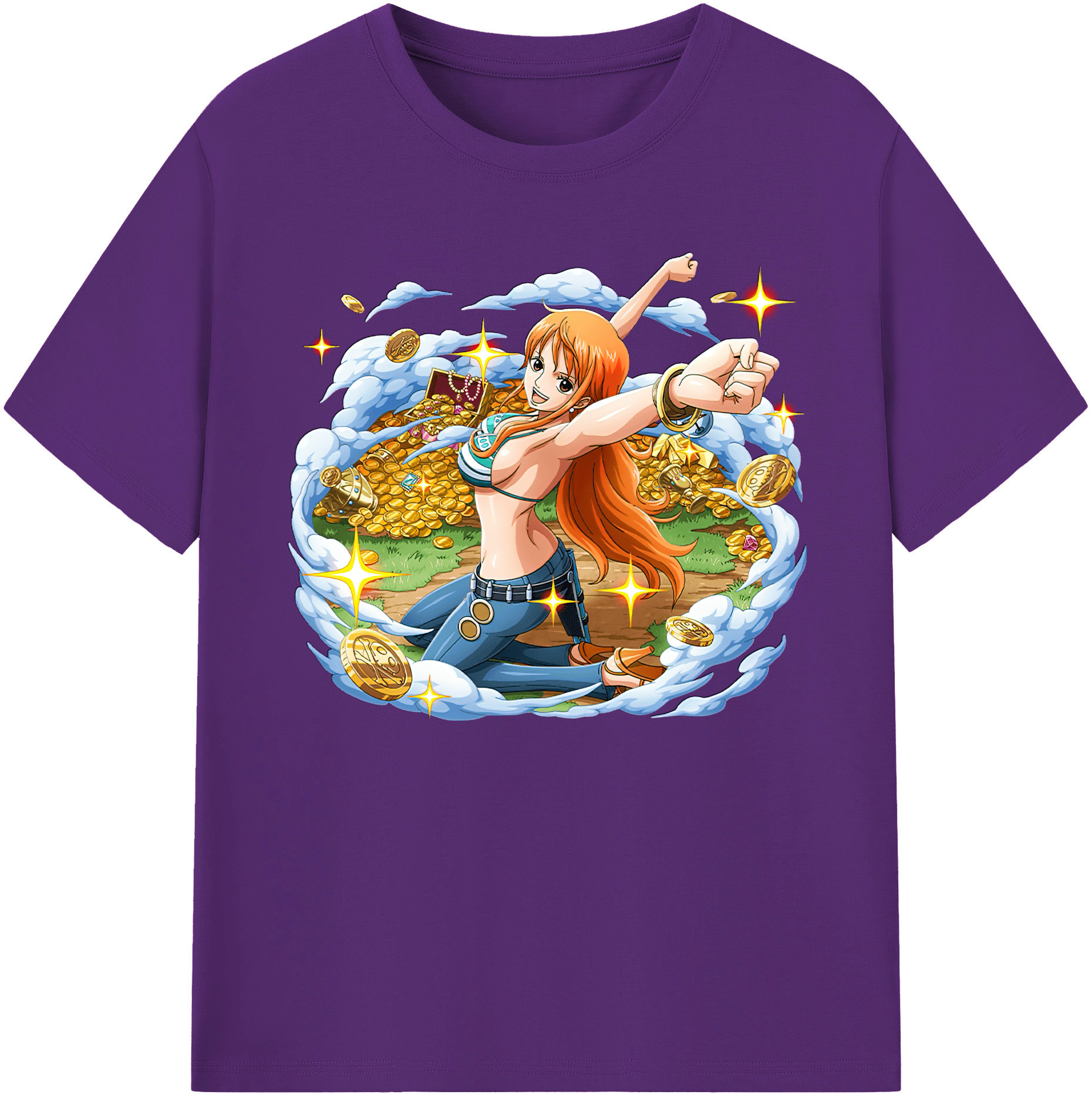 （画像用） ワンピース ナミ ONE PIECE Nami 綿100％ メンズ半袖Tシャツ｜肌触りやわらか＆通気性