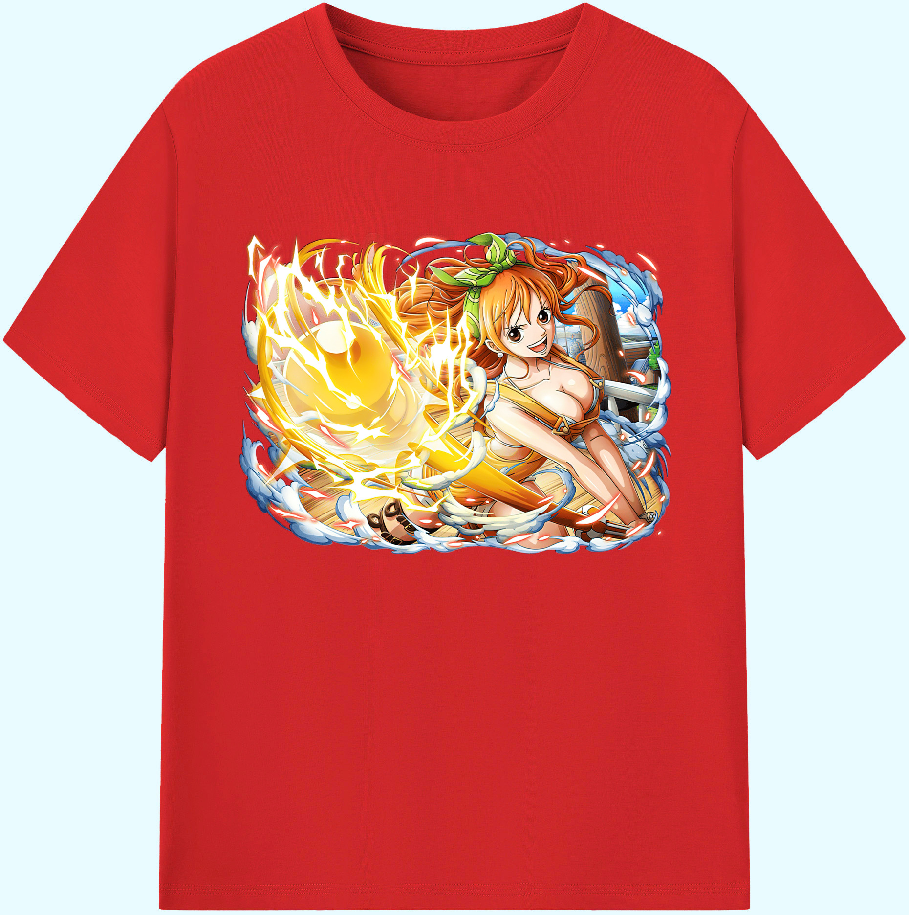 （画像用） ワンピース ナミ ONE PIECE Nami 綿100％ メンズ半袖Tシャツ｜肌触りやわらか＆通気性