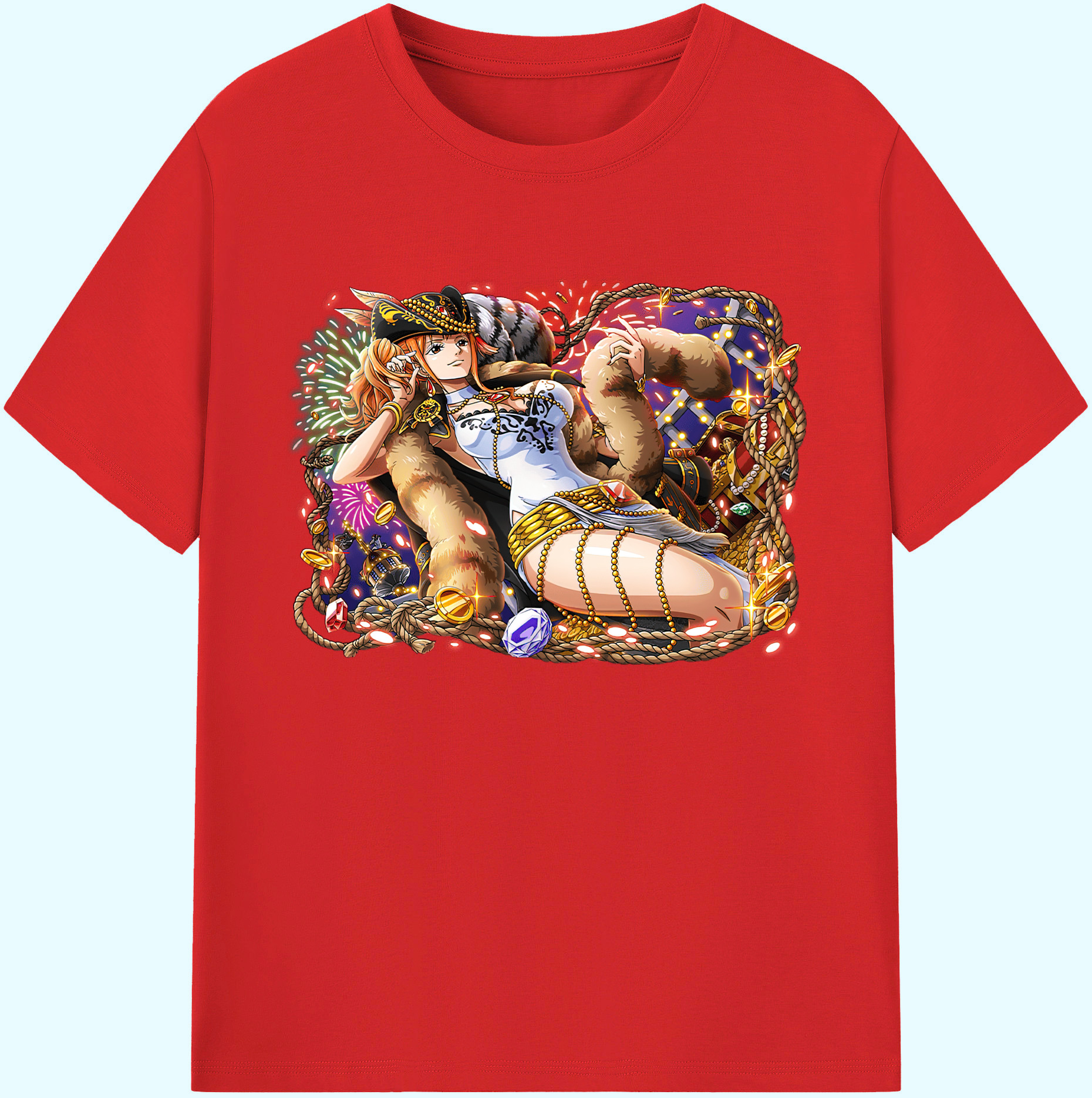 （画像用） ワンピース ナミ ONE PIECE Nami 綿100％ メンズ半袖Tシャツ｜肌触りやわらか＆通気性