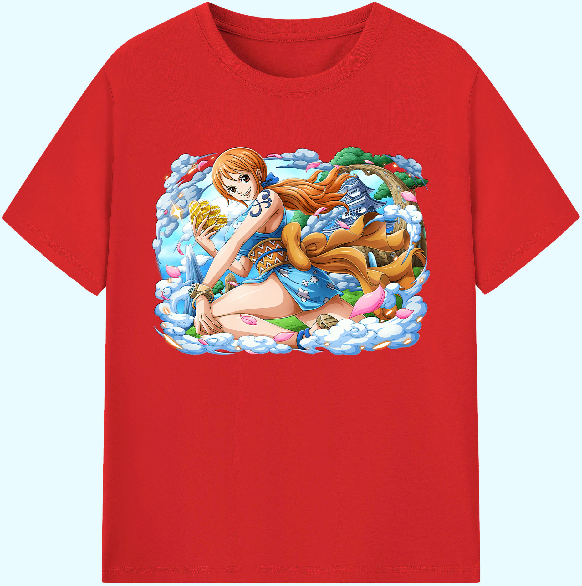 （画像用） ワンピース ナミ ONE PIECE Nami 綿100％ メンズ半袖Tシャツ｜肌触りやわらか＆通気性