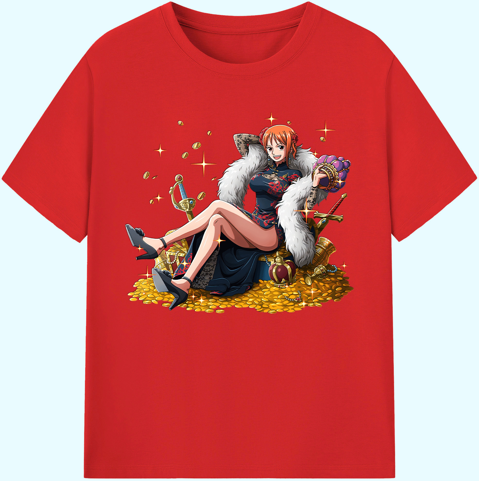 （画像用） ワンピース ナミ ONE PIECE Nami 綿100％ メンズ半袖Tシャツ｜肌触りやわらか＆通気性