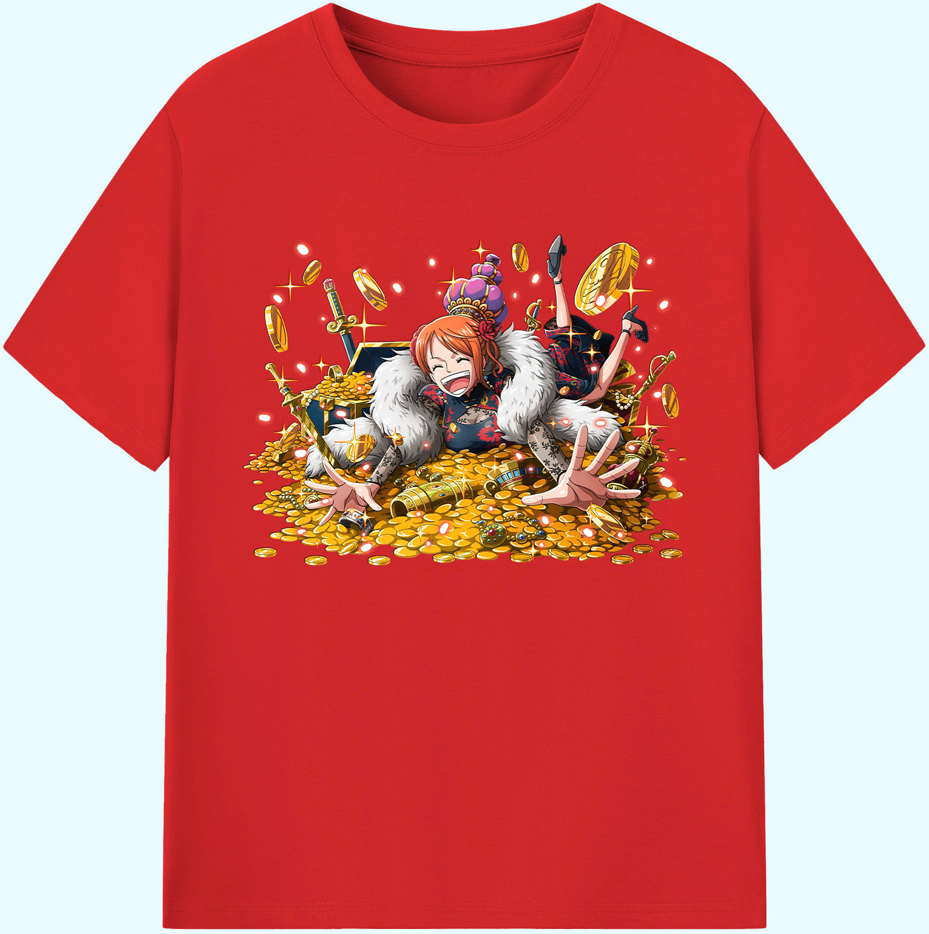 （画像用） ワンピース ナミ ONE PIECE Nami 綿100％ メンズ半袖Tシャツ｜肌触りやわらか＆通気性