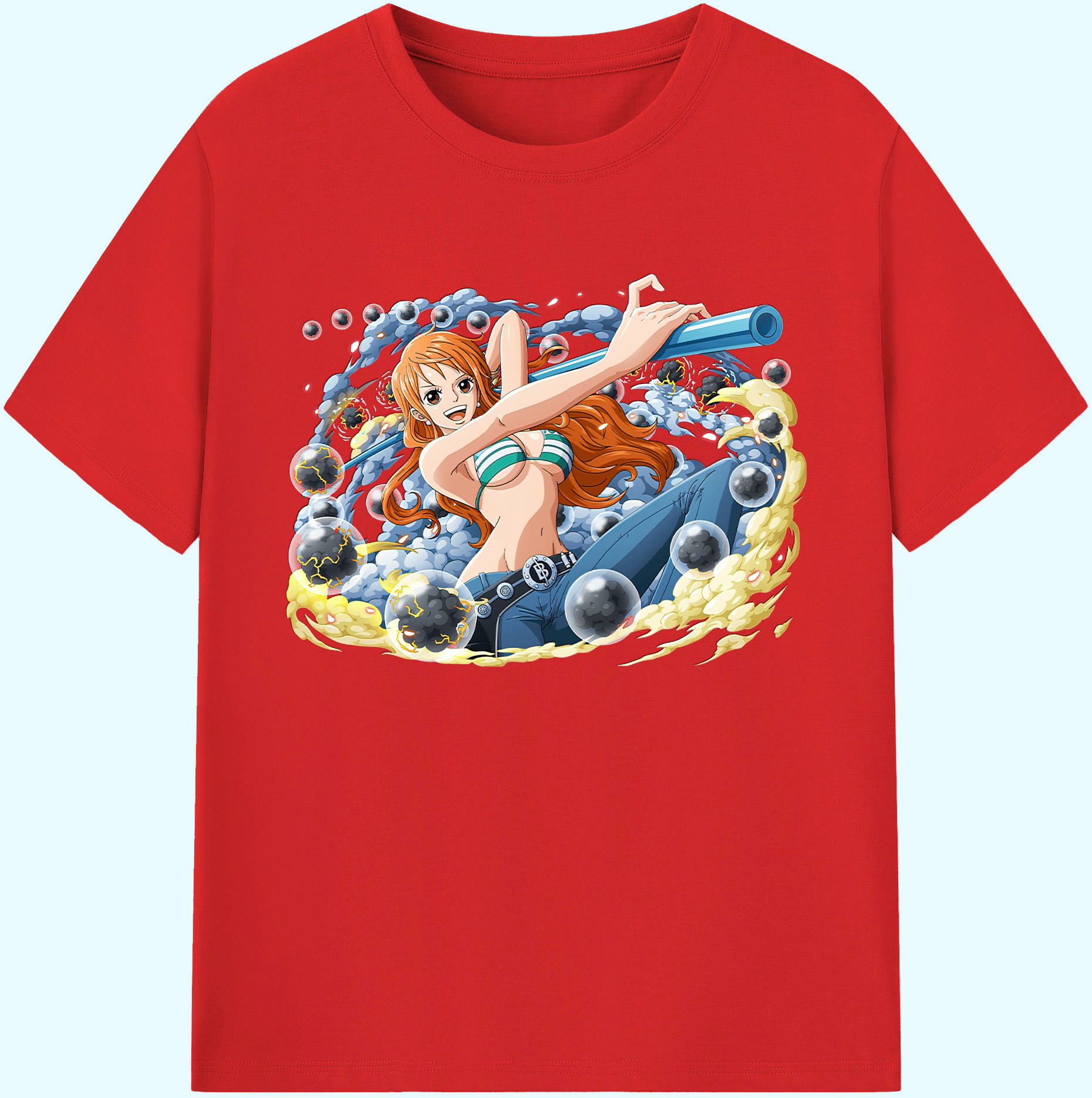 （画像用） ワンピース ナミ ONE PIECE Nami 綿100％ メンズ半袖Tシャツ｜肌触りやわらか＆通気性
