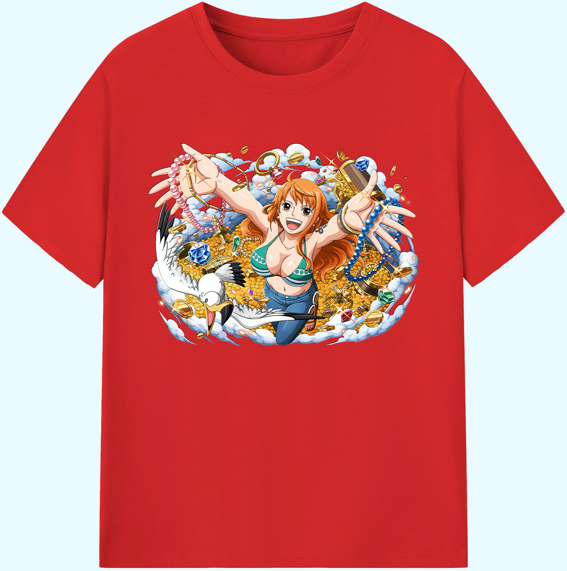 （画像用） ワンピース ナミ ONE PIECE Nami 綿100％ メンズ半袖Tシャツ｜肌触りやわらか＆通気性