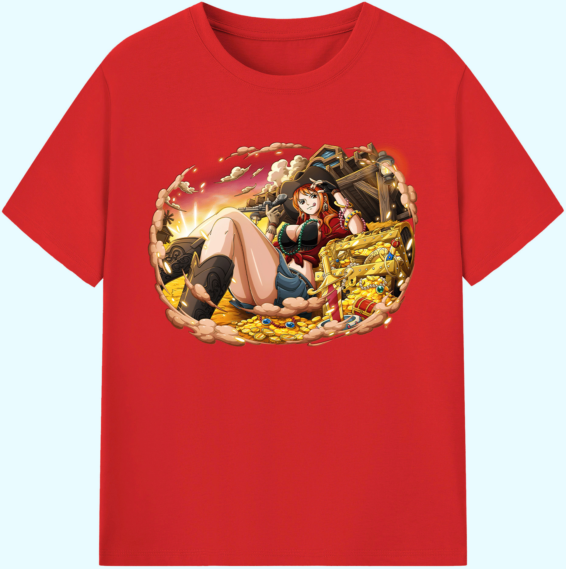 （画像用） ワンピース ナミ ONE PIECE Nami 綿100％ メンズ半袖Tシャツ｜肌触りやわらか＆通気性