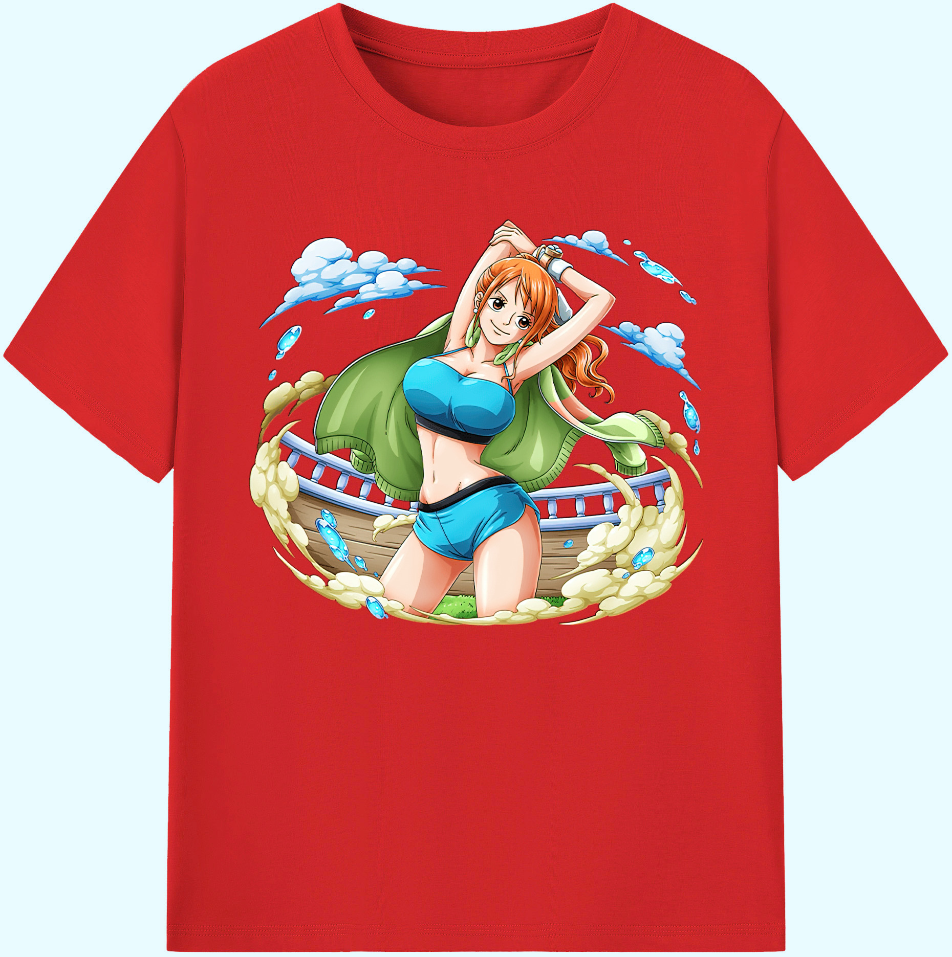 （画像用） ワンピース ナミ ONE PIECE Nami 綿100％ メンズ半袖Tシャツ｜肌触りやわらか＆通気性