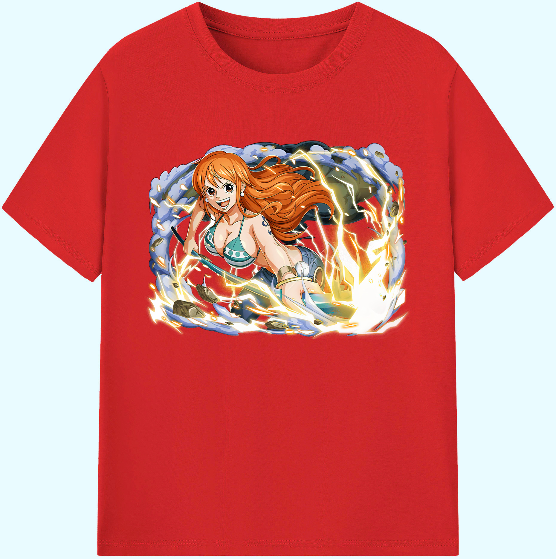 （画像用） ワンピース ナミ ONE PIECE Nami 綿100％ メンズ半袖Tシャツ｜肌触りやわらか＆通気性