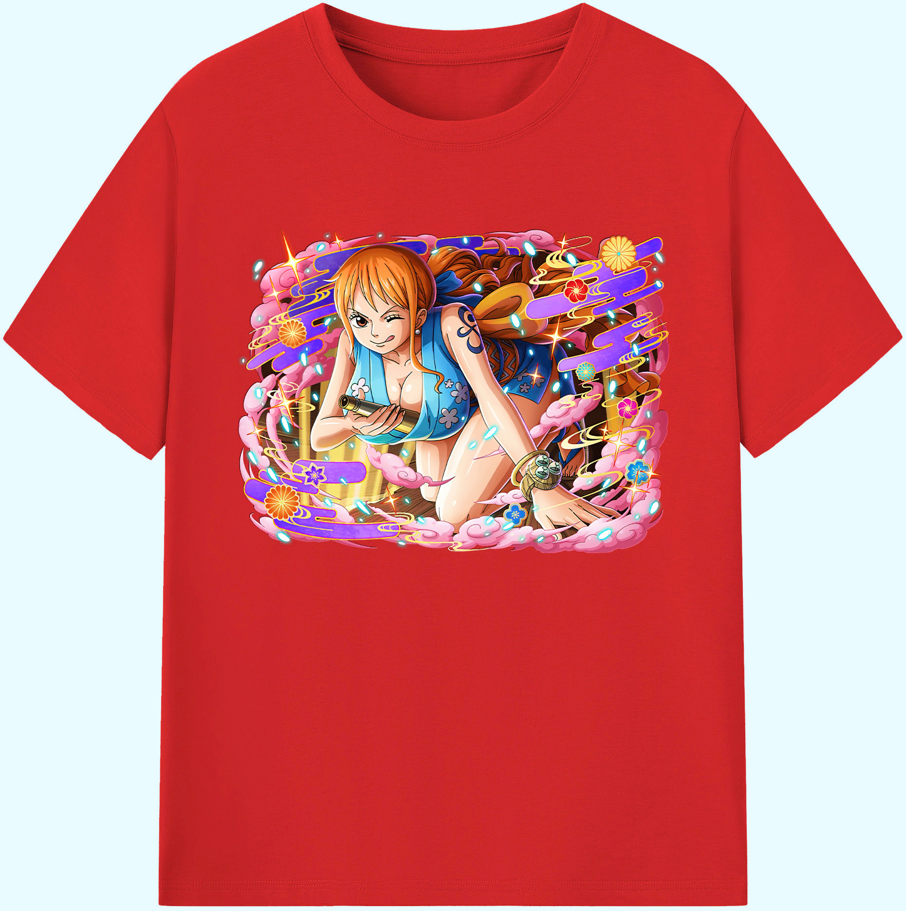 （画像用） ワンピース ナミ ONE PIECE Nami 綿100％ メンズ半袖Tシャツ｜肌触りやわらか＆通気性