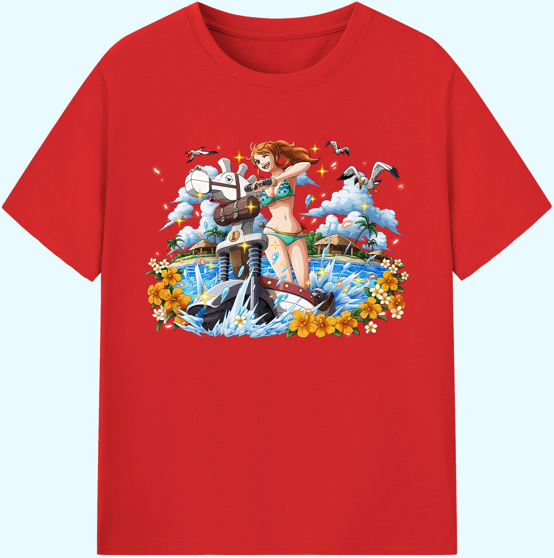 ワンピース ナミ ONE PIECE Nami 綿100％ メンズ半袖Tシャツ｜肌触りやわらか＆通気性