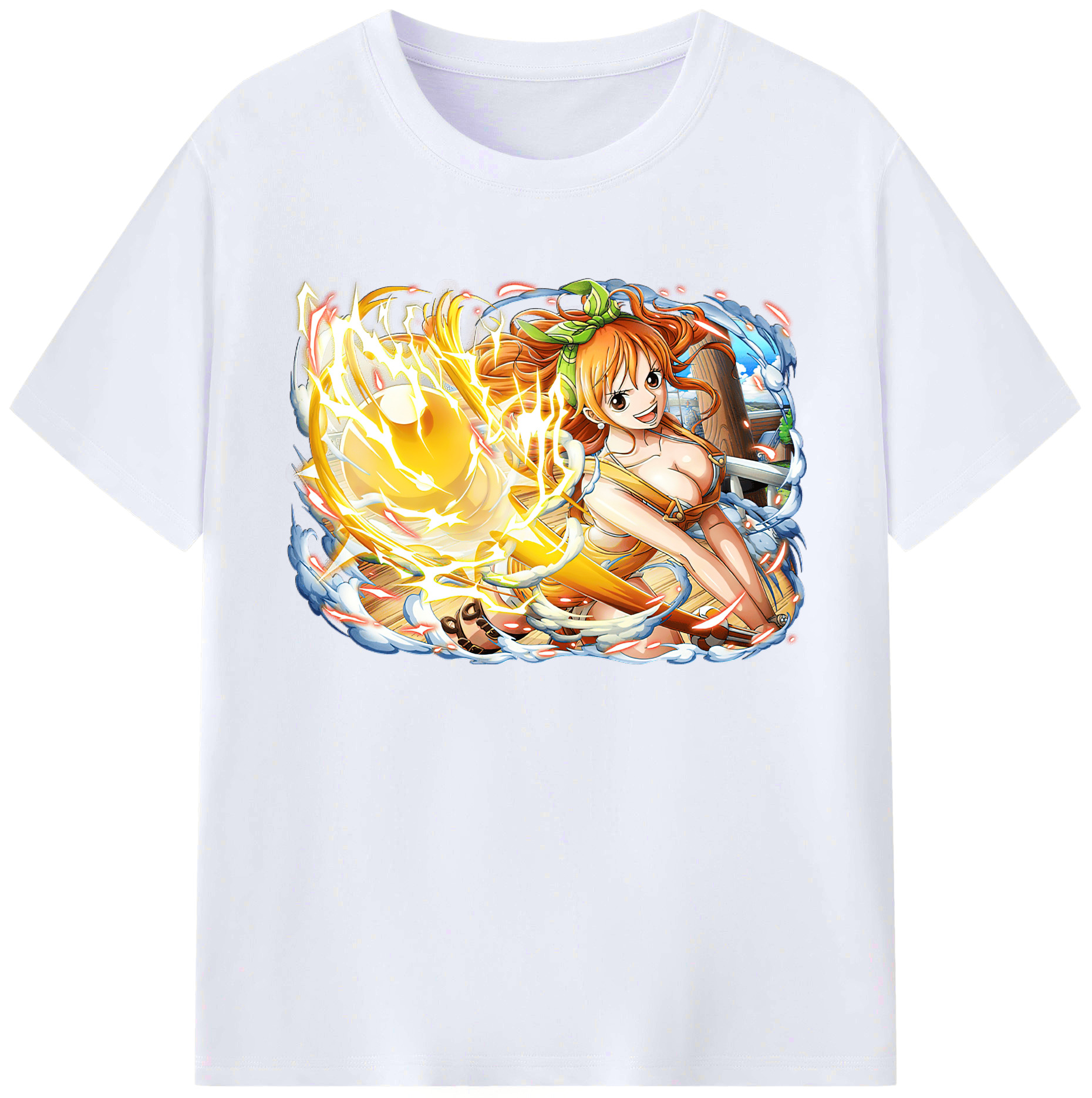 （画像用） ワンピース ナミ ONE PIECE Nami 綿100％ メンズ半袖Tシャツ｜肌触りやわらか＆通気性