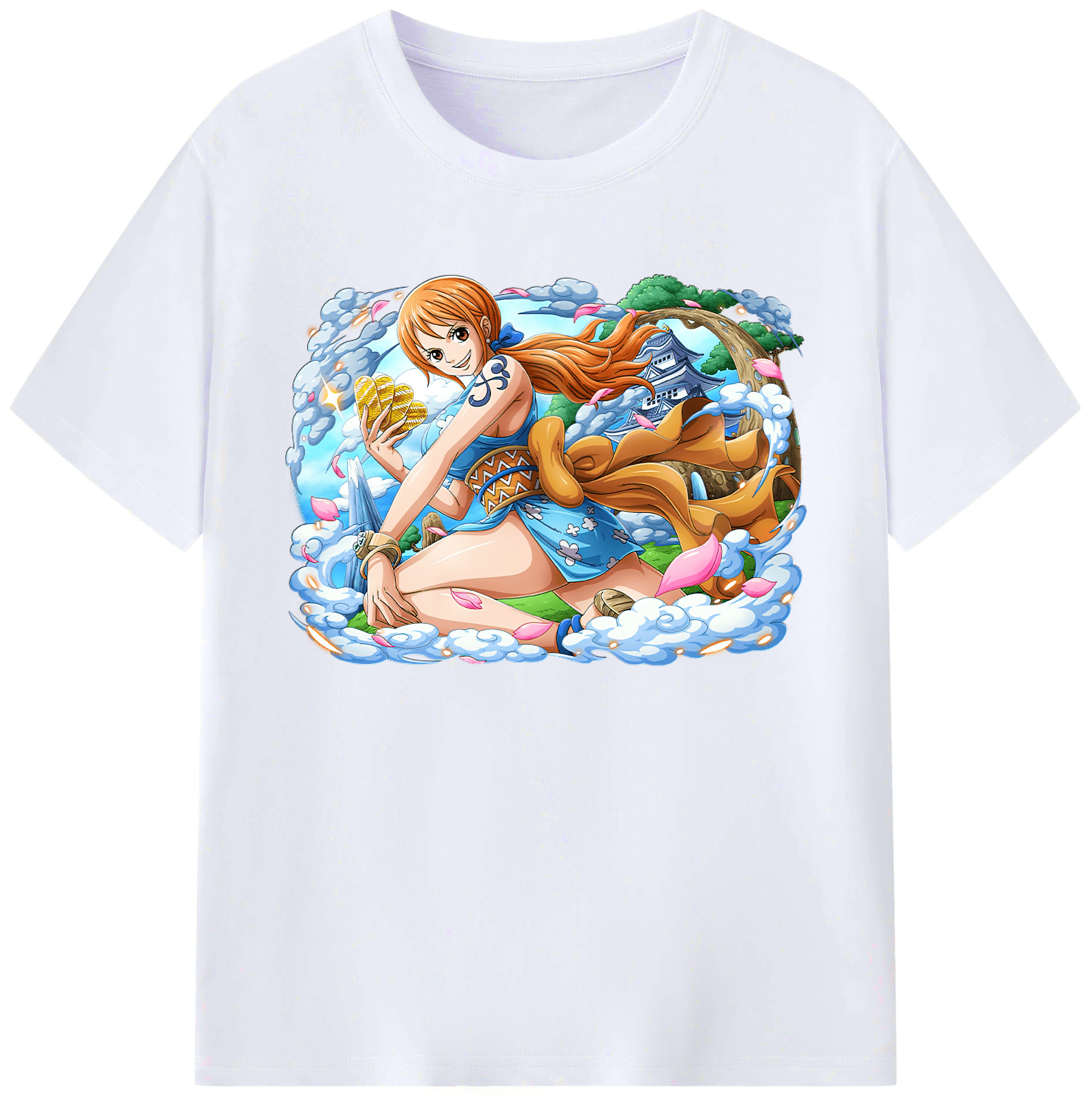 （画像用） ワンピース ナミ ONE PIECE Nami 綿100％ メンズ半袖Tシャツ｜肌触りやわらか＆通気性