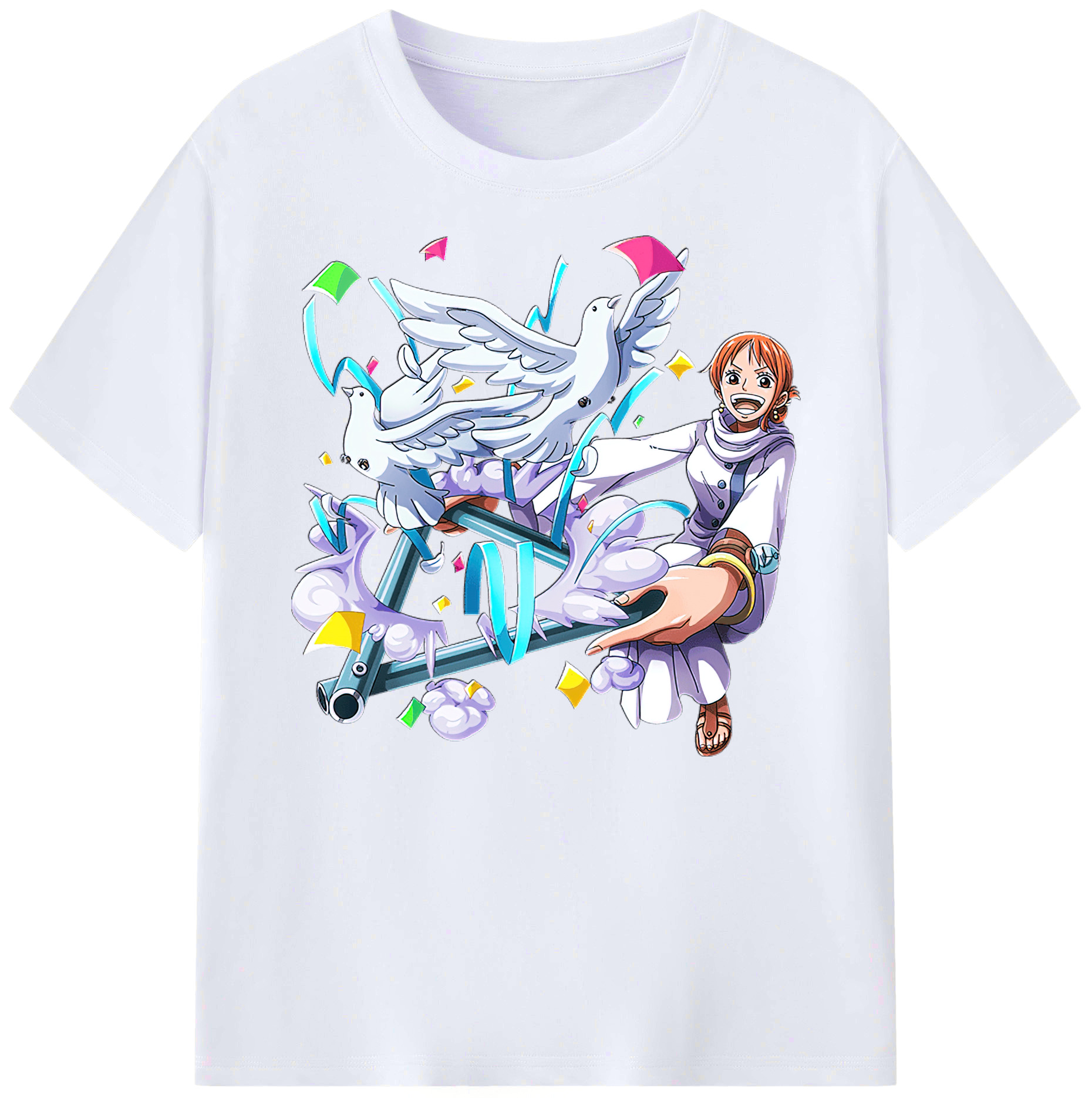 （画像用） ワンピース ナミ ONE PIECE Nami 綿100％ メンズ半袖Tシャツ｜肌触りやわらか＆通気性