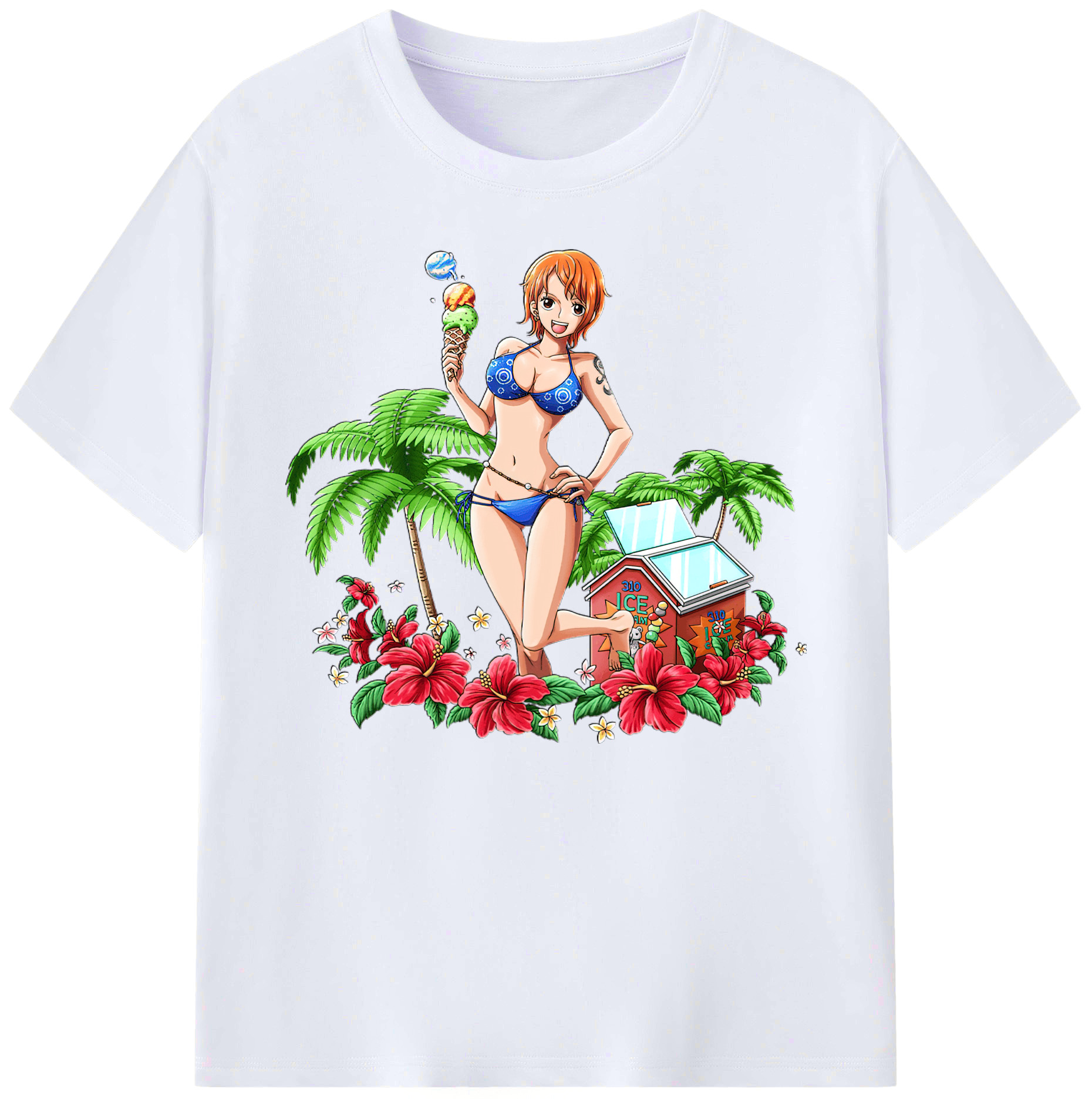（画像用） ワンピース ナミ ONE PIECE Nami 綿100％ メンズ半袖Tシャツ｜肌触りやわらか＆通気性