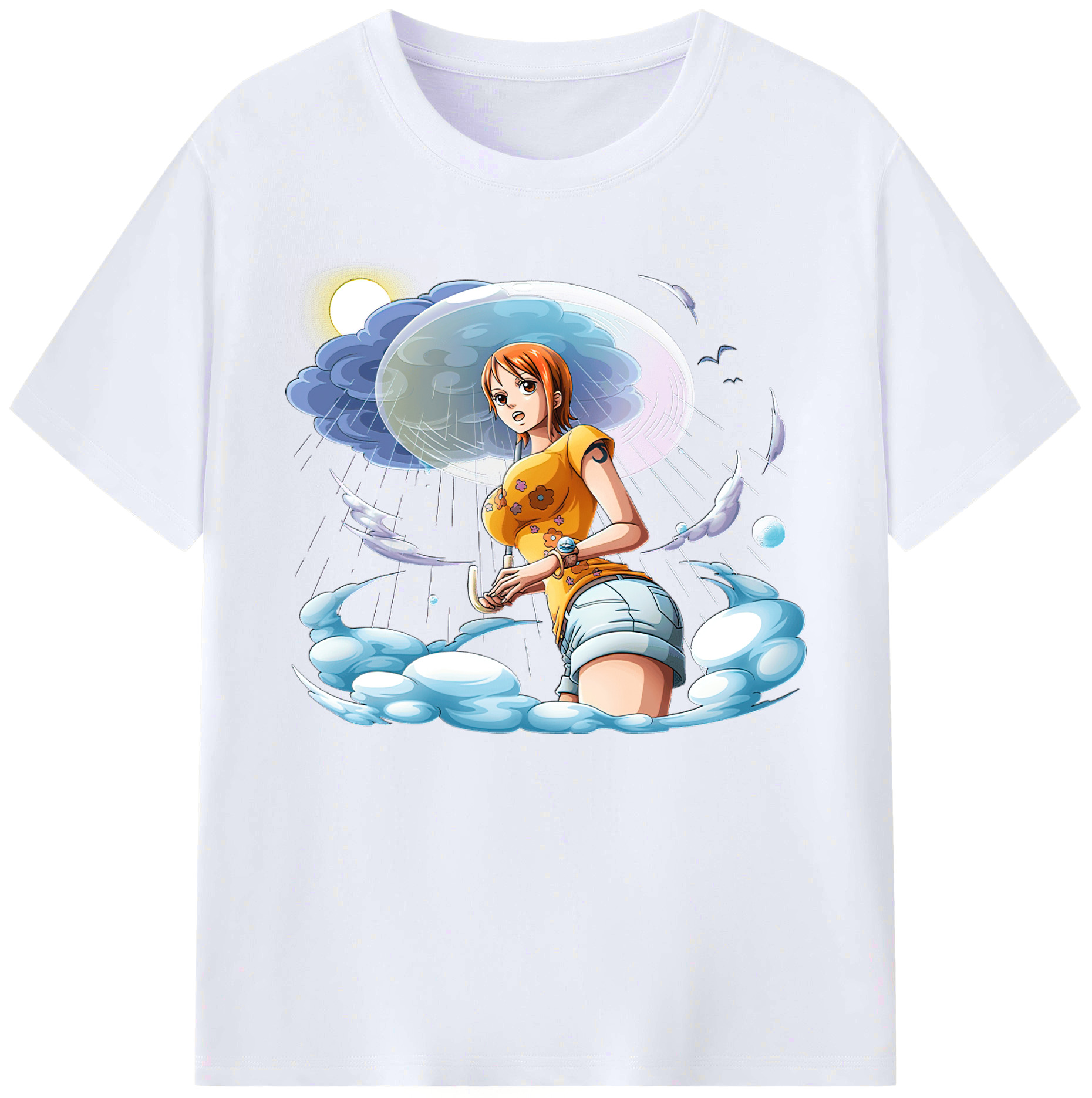 （画像用） ワンピース ナミ ONE PIECE Nami 綿100％ メンズ半袖Tシャツ｜肌触りやわらか＆通気性