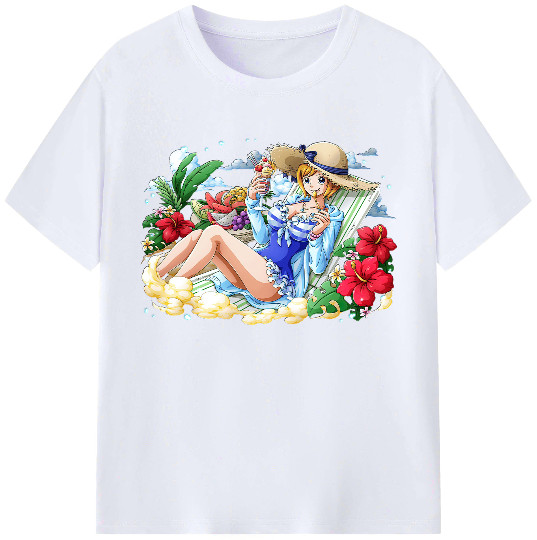 （画像用） ワンピース ナミ ONE PIECE Nami 綿100％ メンズ半袖Tシャツ｜肌触りやわらか＆通気性