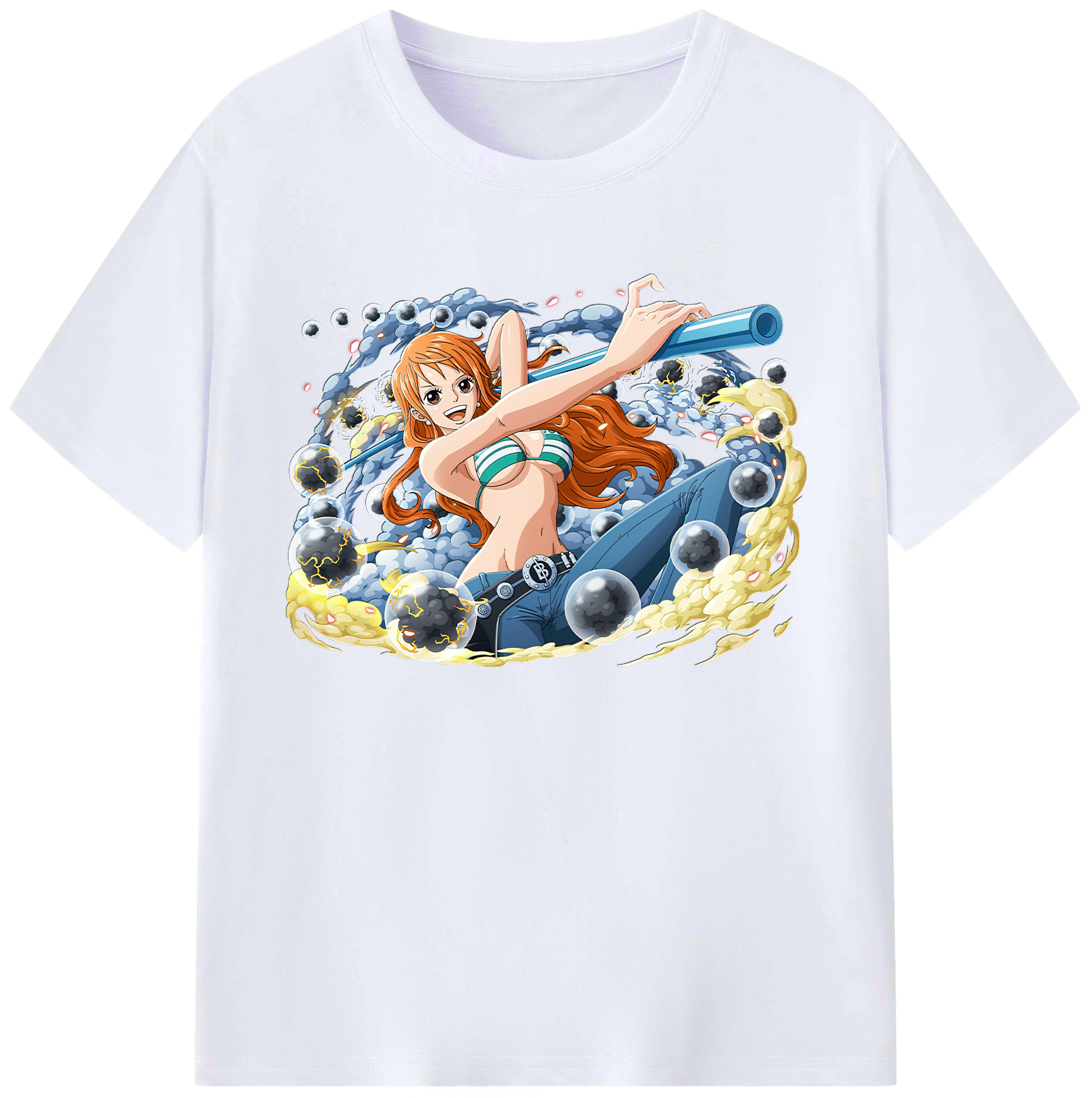 （画像用） ワンピース ナミ ONE PIECE Nami 綿100％ メンズ半袖Tシャツ｜肌触りやわらか＆通気性