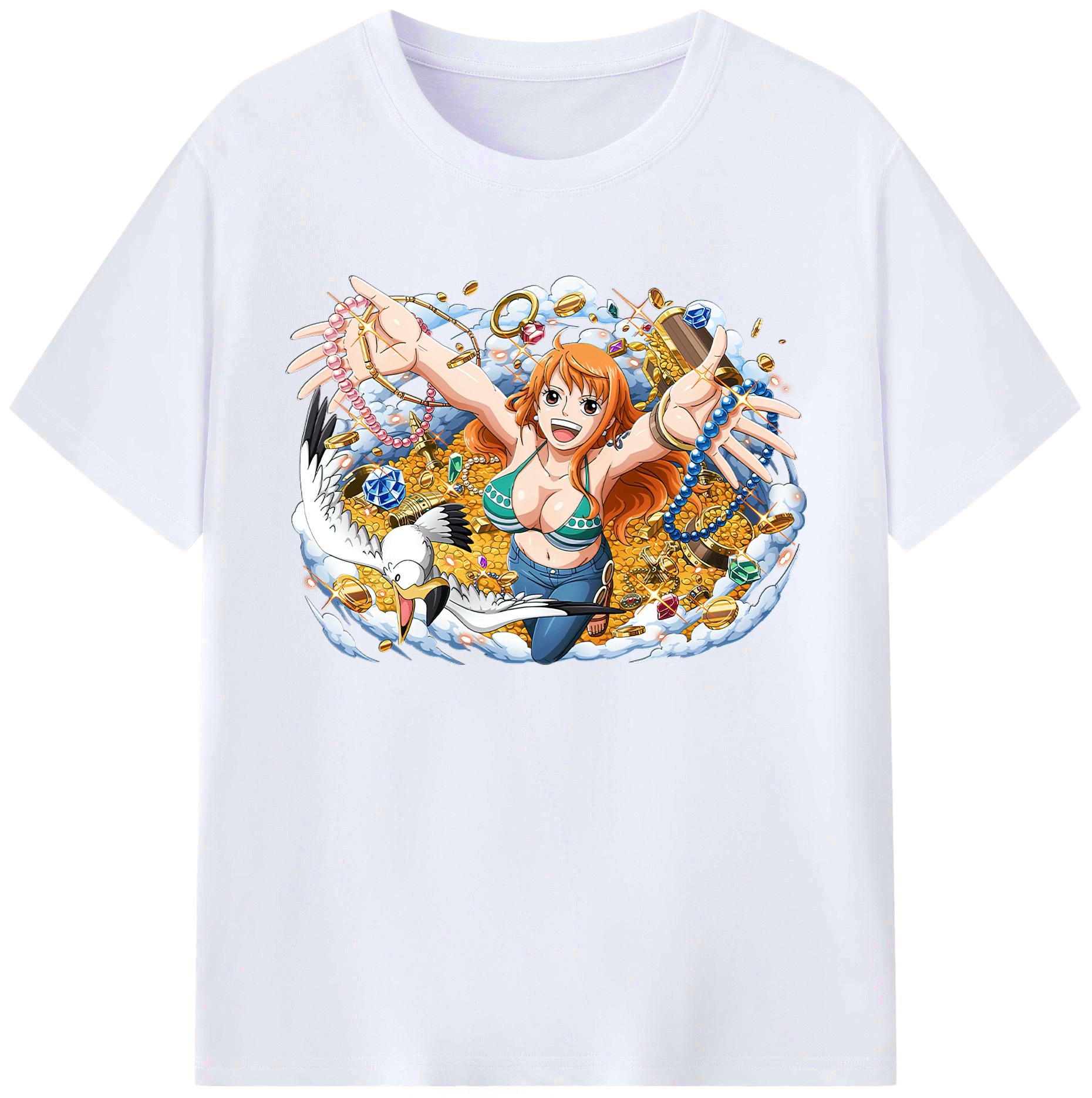 （画像用） ワンピース ナミ ONE PIECE Nami 綿100％ メンズ半袖Tシャツ｜肌触りやわらか＆通気性