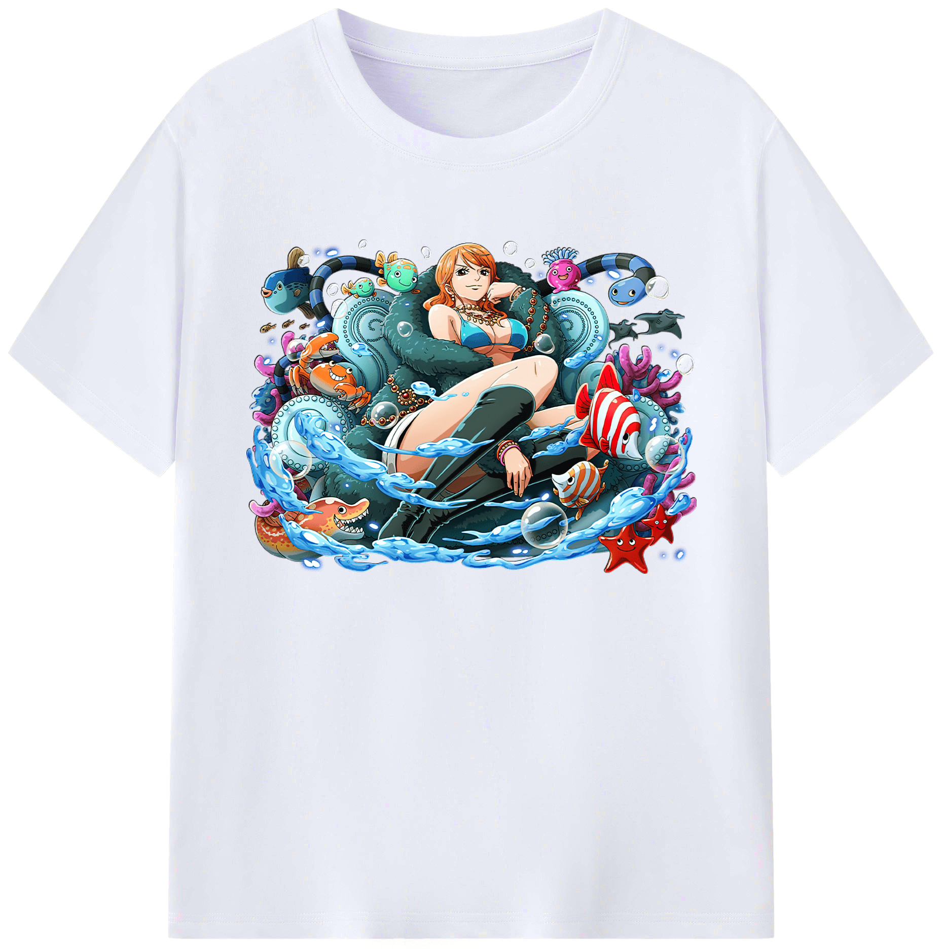 （画像用） ワンピース ナミ ONE PIECE Nami 綿100％ メンズ半袖Tシャツ｜肌触りやわらか＆通気性