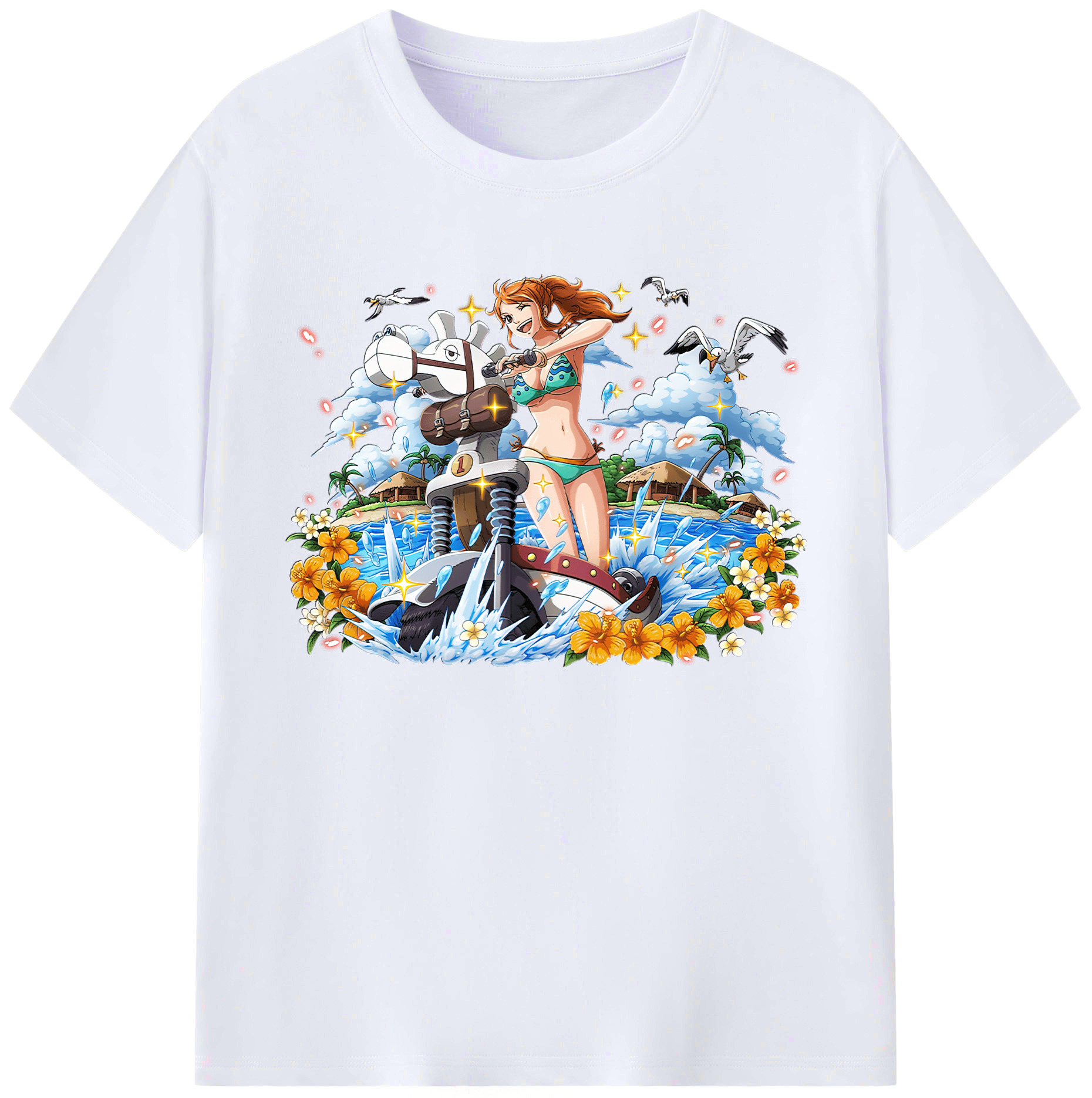 （画像用） ワンピース ナミ ONE PIECE Nami 綿100％ メンズ半袖Tシャツ｜肌触りやわらか＆通気性