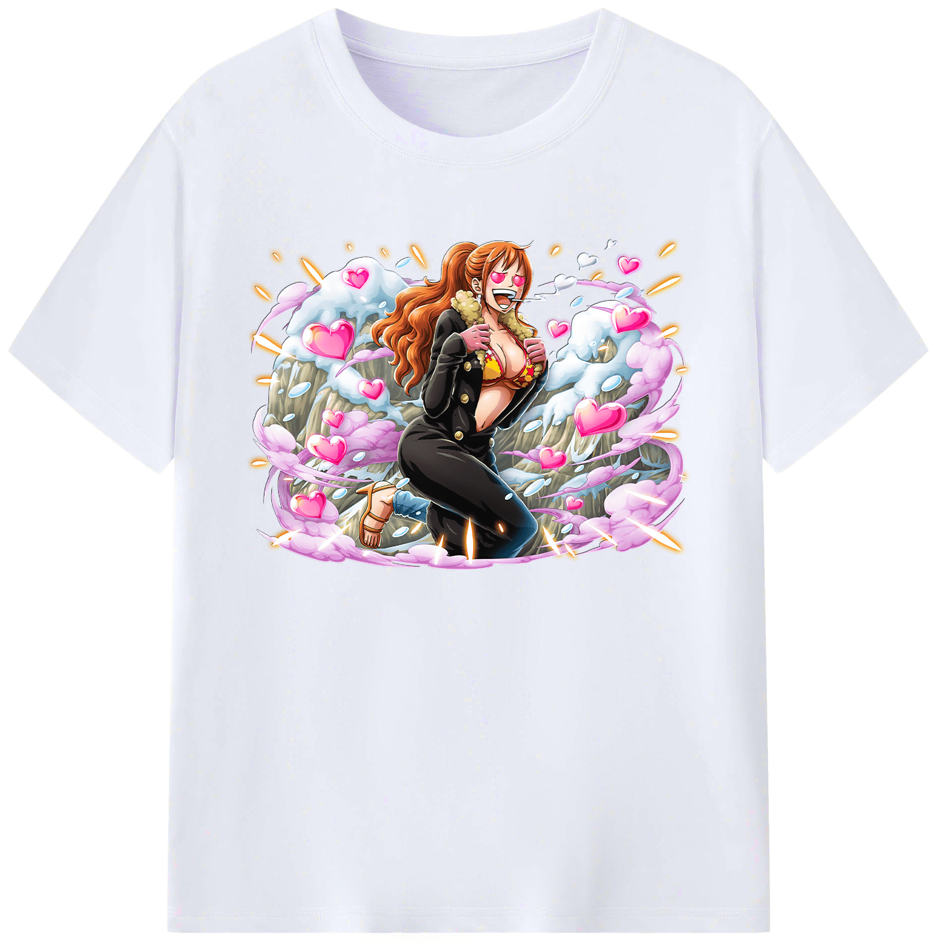 （画像用） ワンピース ナミ ONE PIECE Nami 綿100％ メンズ半袖Tシャツ｜肌触りやわらか＆通気性