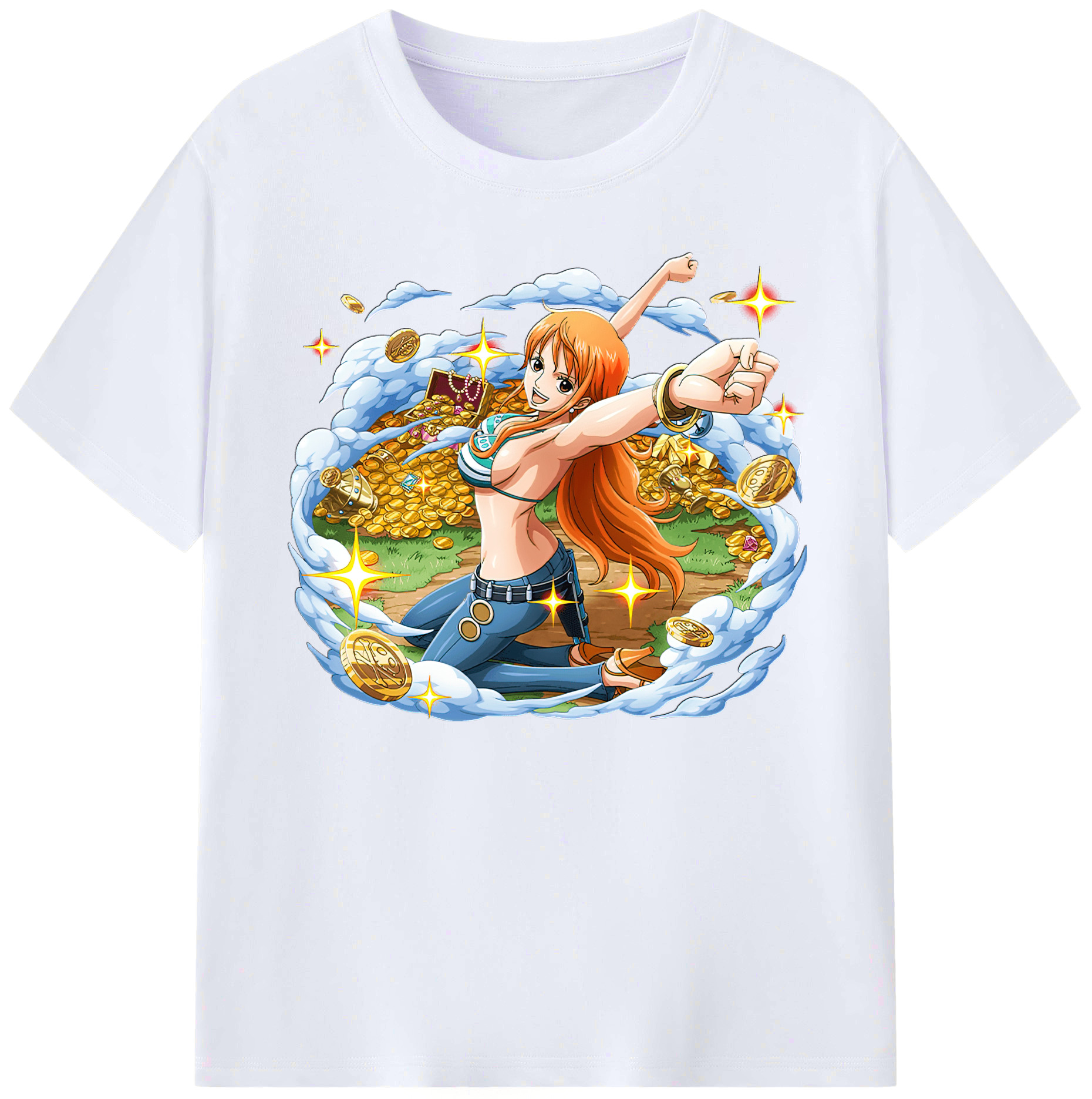 （画像用） ワンピース ナミ ONE PIECE Nami 綿100％ メンズ半袖Tシャツ｜肌触りやわらか＆通気性