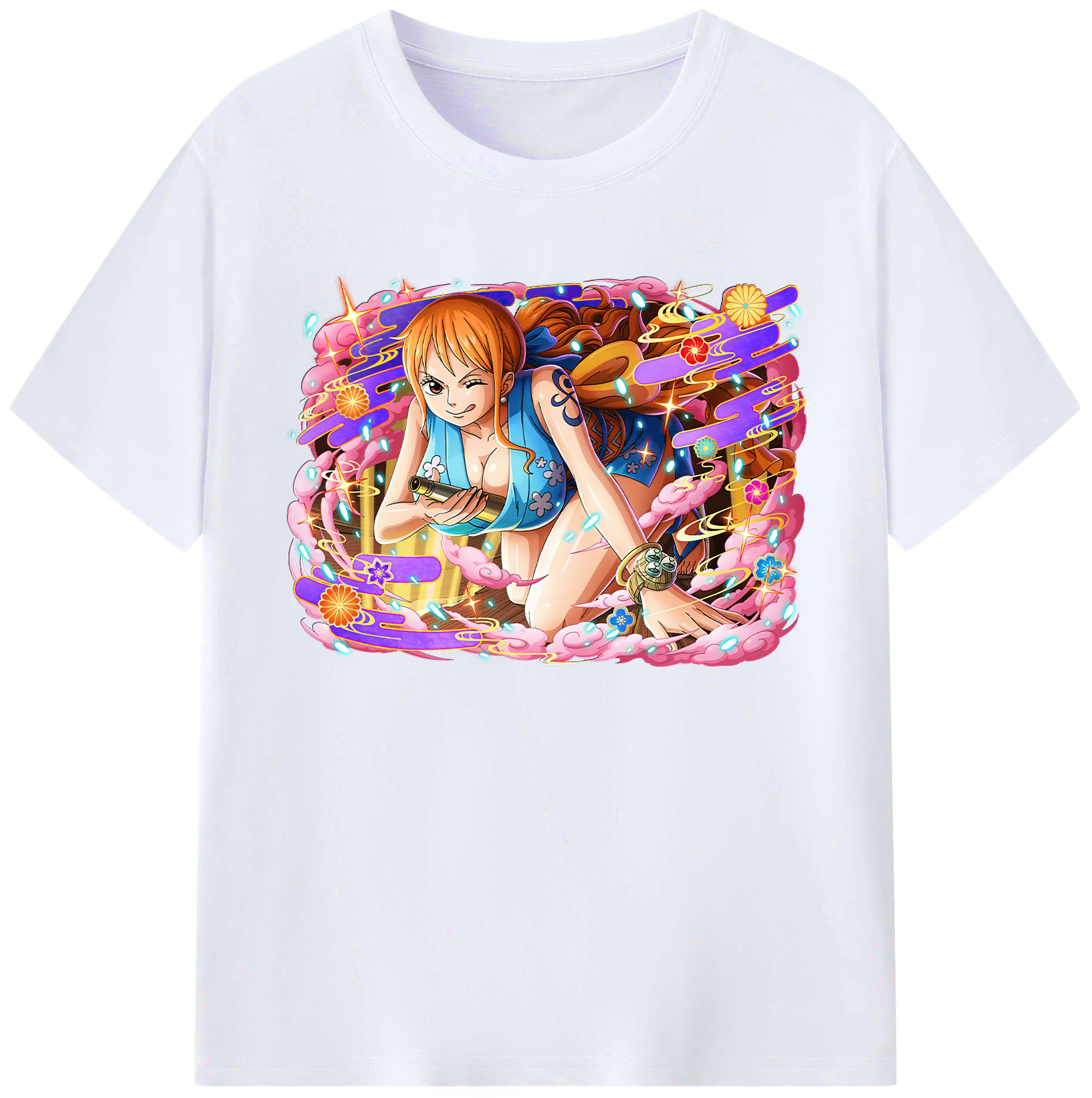 （画像用） ワンピース ナミ ONE PIECE Nami 綿100％ メンズ半袖Tシャツ｜肌触りやわらか＆通気性