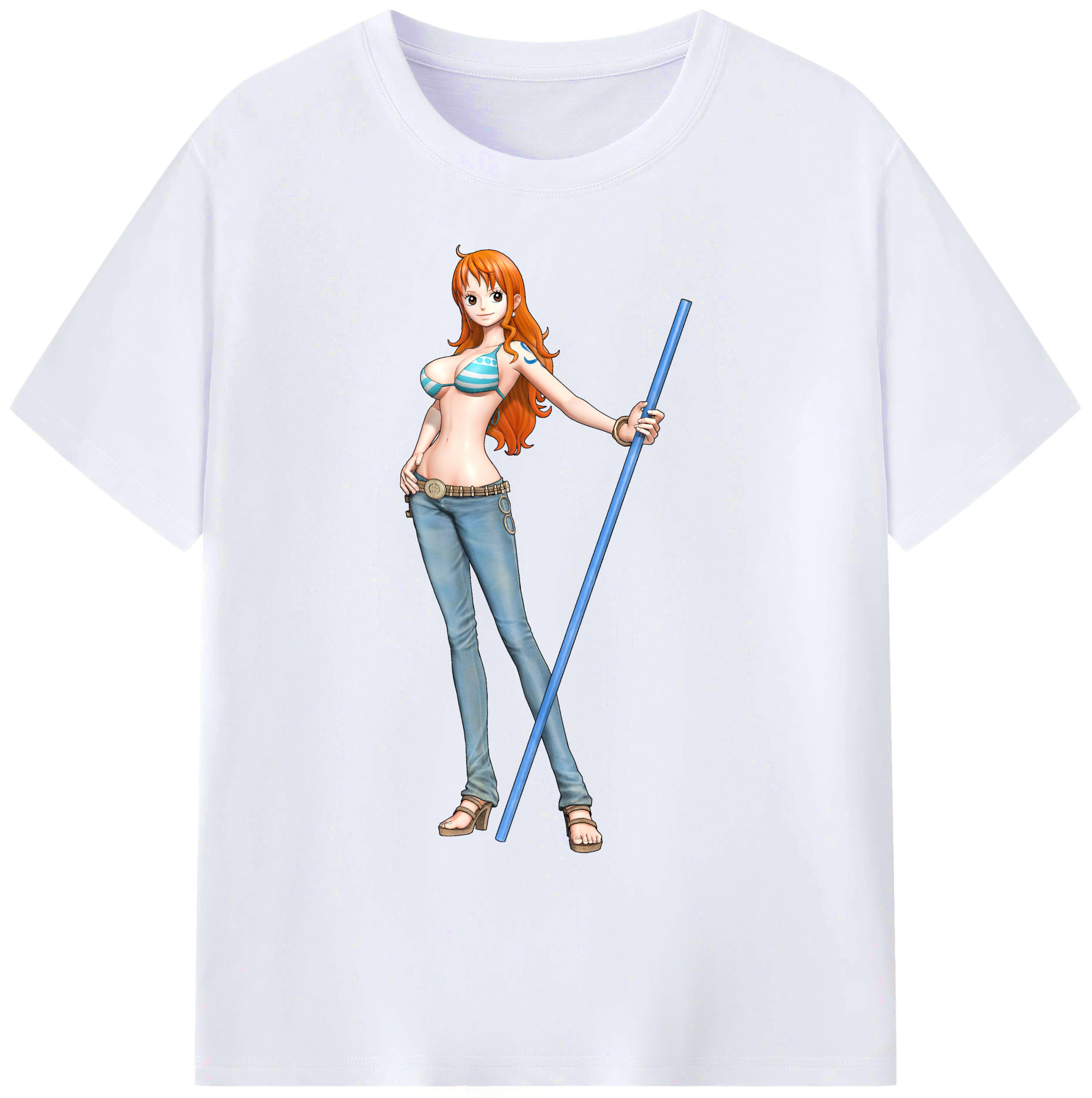 （画像用） ワンピース ナミ ONE PIECE Nami 綿100％ メンズ半袖Tシャツ｜肌触りやわらか＆通気性