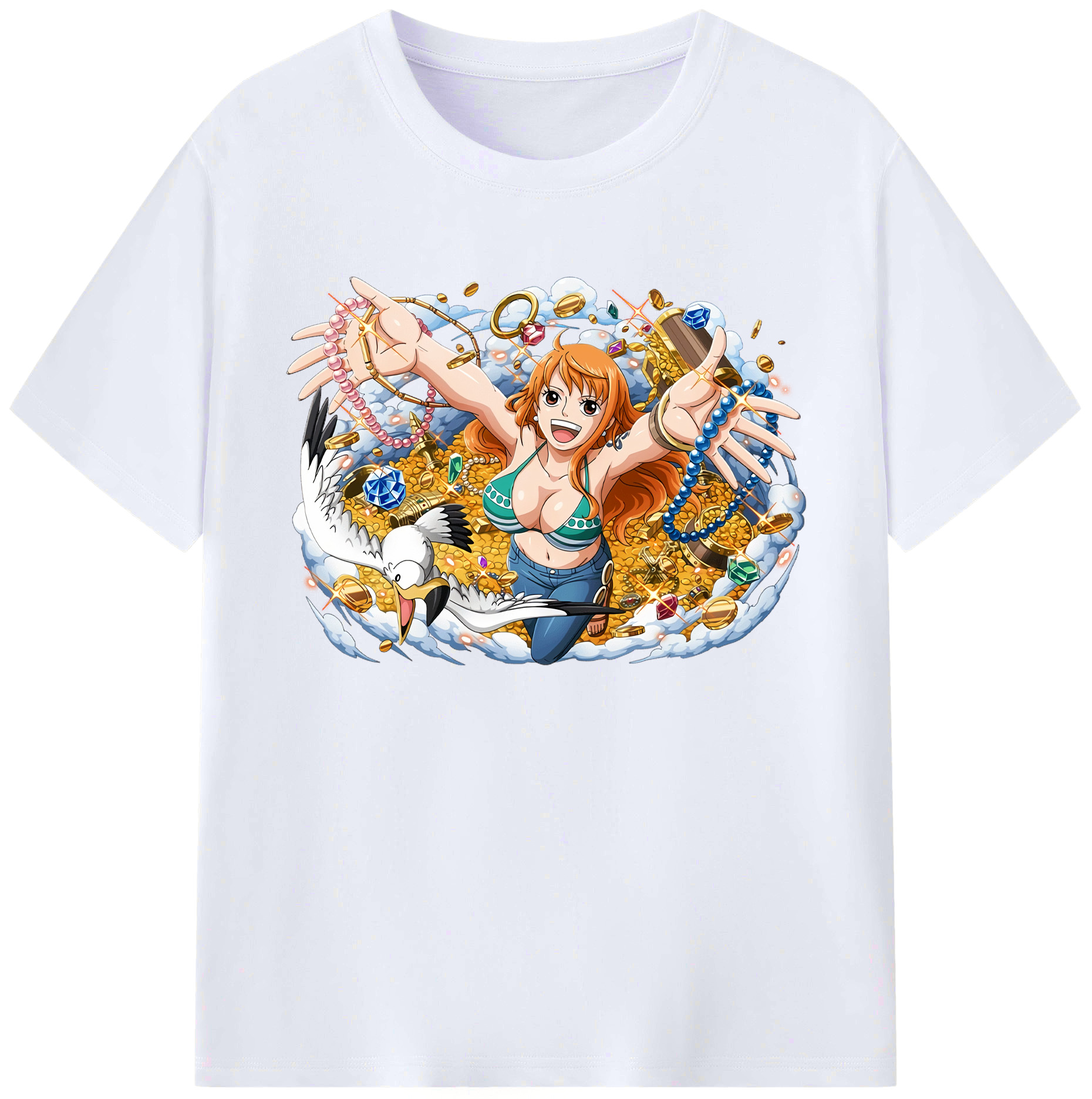 （画像用） ワンピース ナミ ONE PIECE Nami 綿100％ メンズ半袖Tシャツ｜肌触りやわらか＆通気性