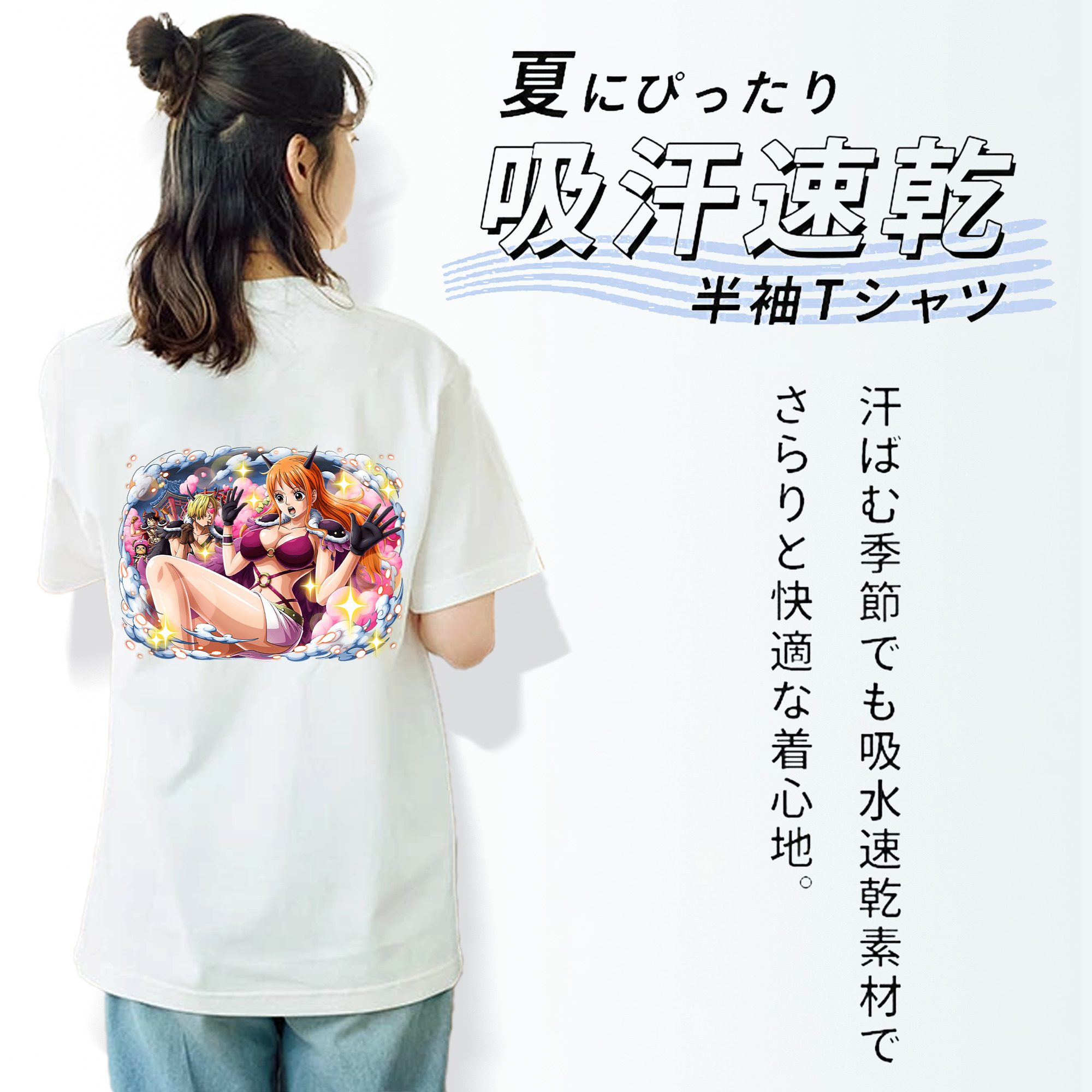 ワンピース ナミ ONE PIECE Nami レディース半袖Tシャツ(バックプリント)