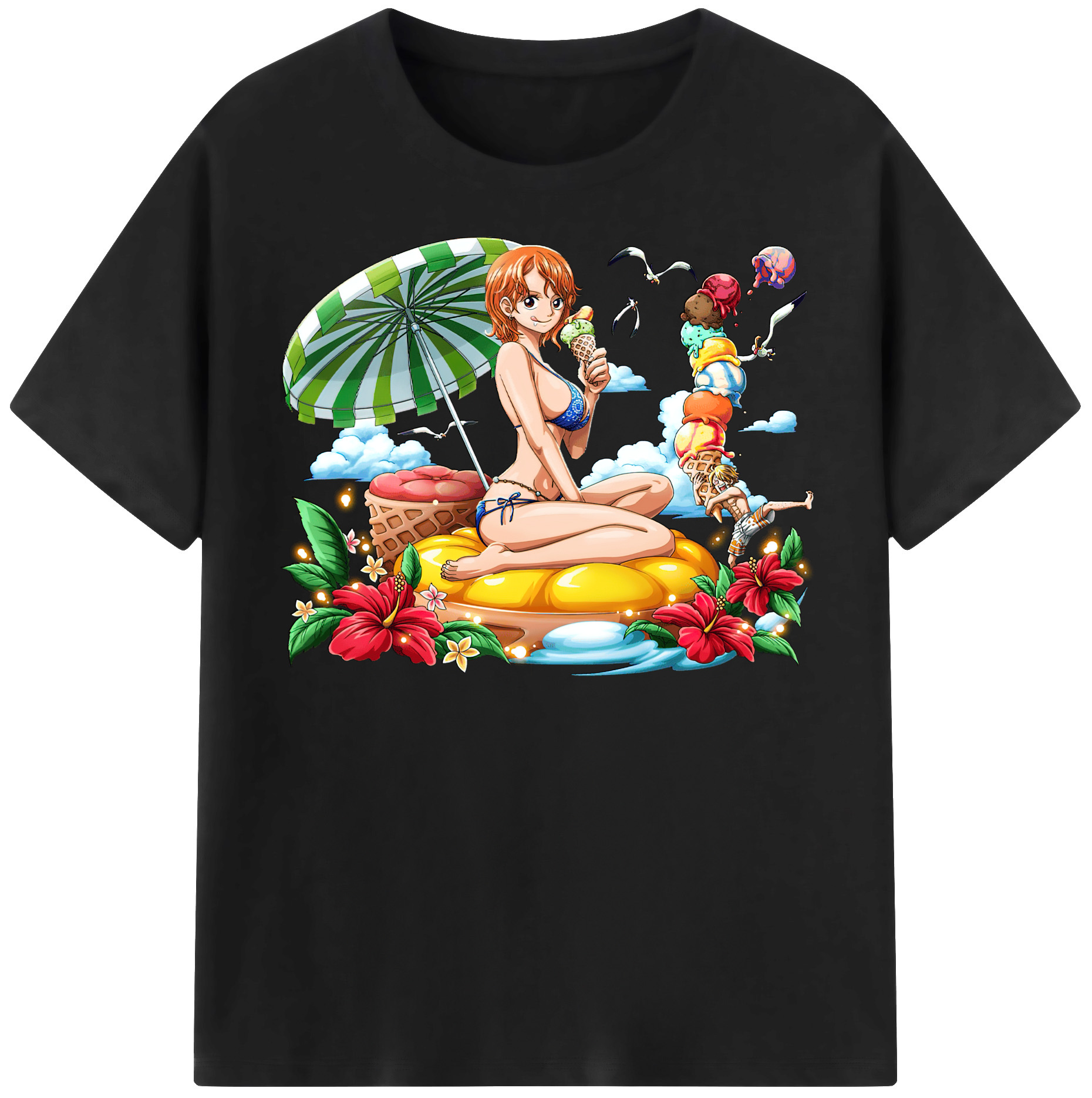 （画像用） ワンピース ナミ ONE PIECE Nami レディースカジュアルプリントTシャツ（綿100％）