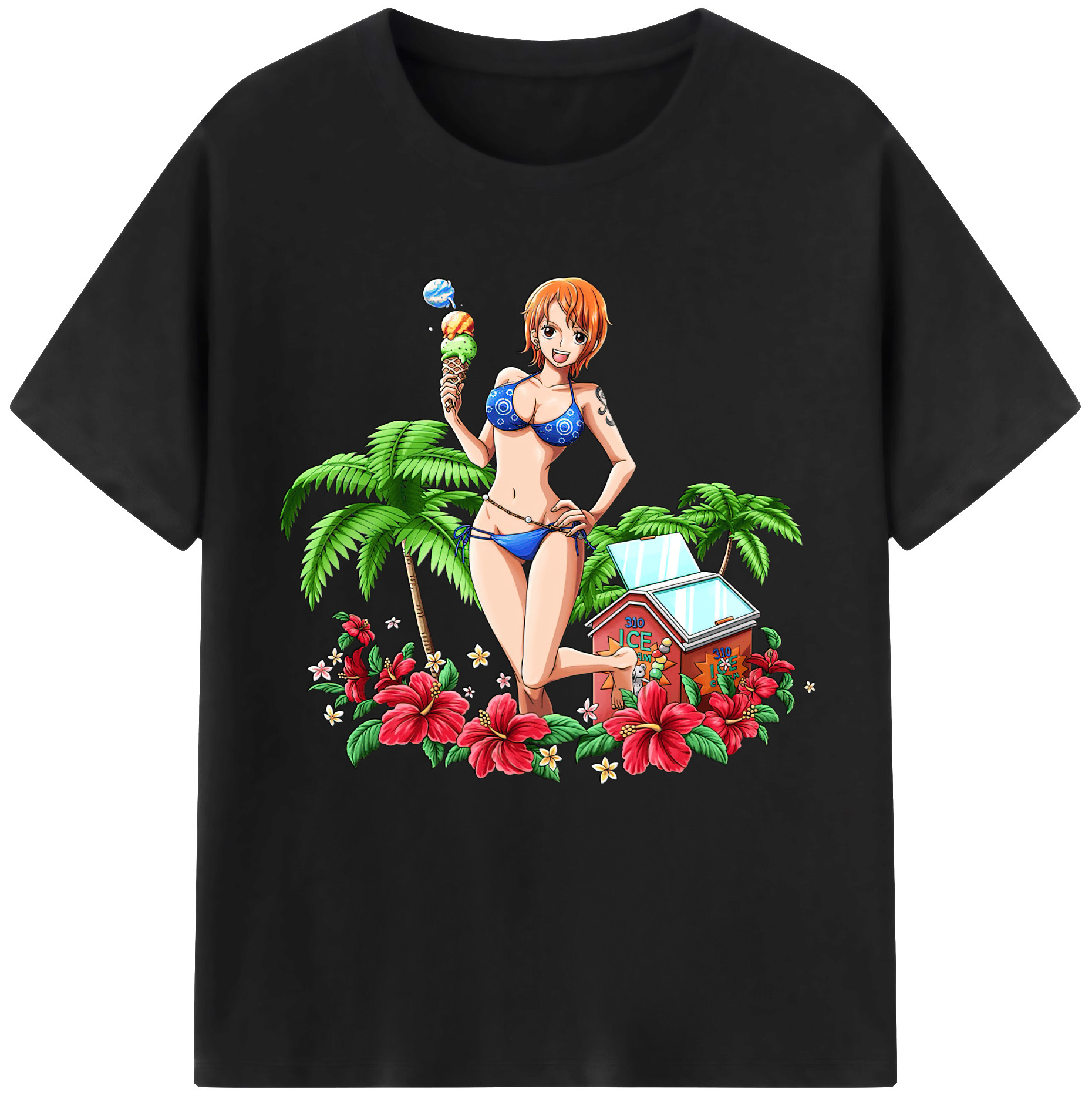 （画像用） ワンピース ナミ ONE PIECE Nami レディースカジュアルプリントTシャツ（綿100％）