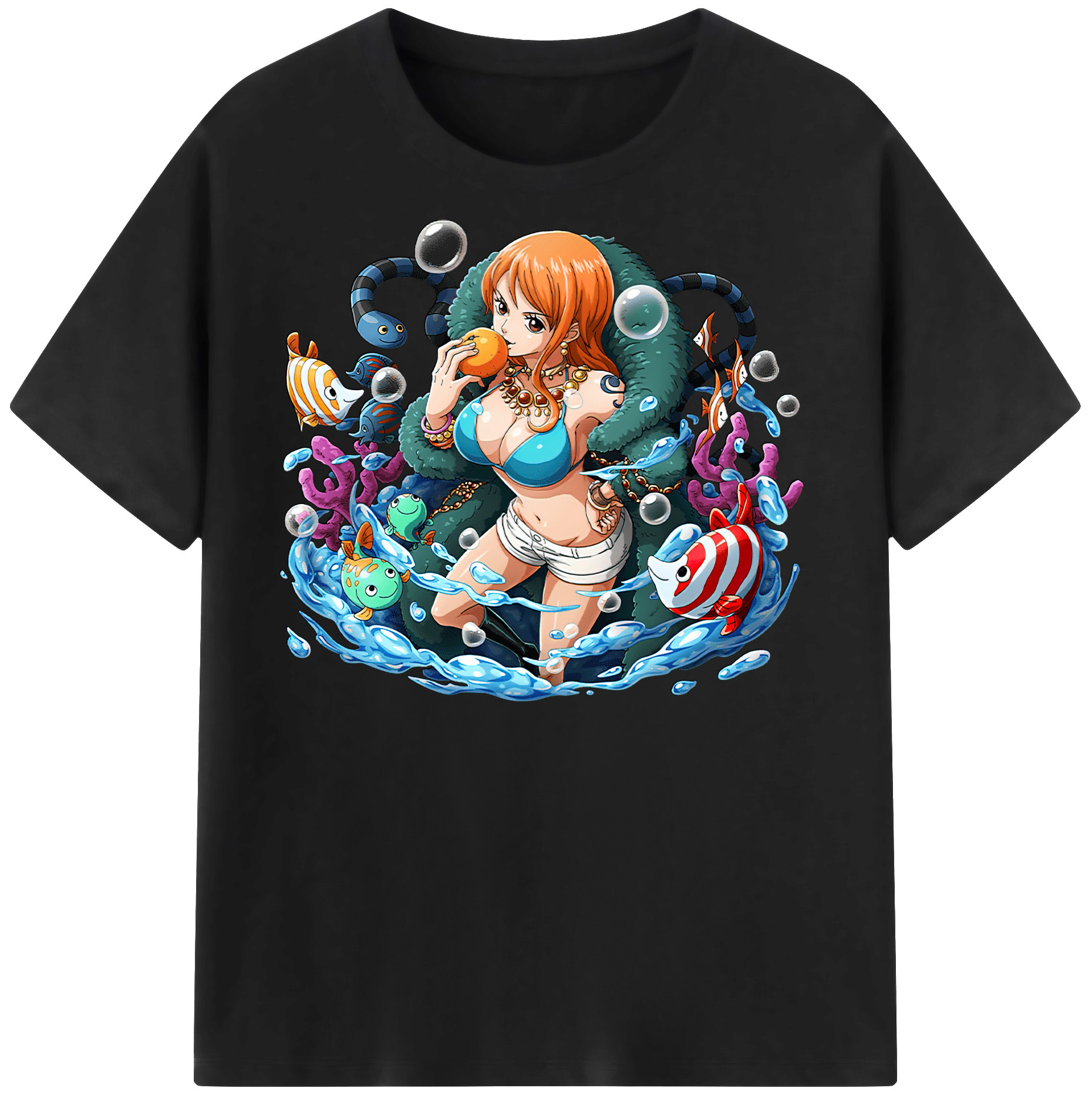 （画像用） ワンピース ナミ ONE PIECE Nami レディースカジュアルプリントTシャツ（綿100％）