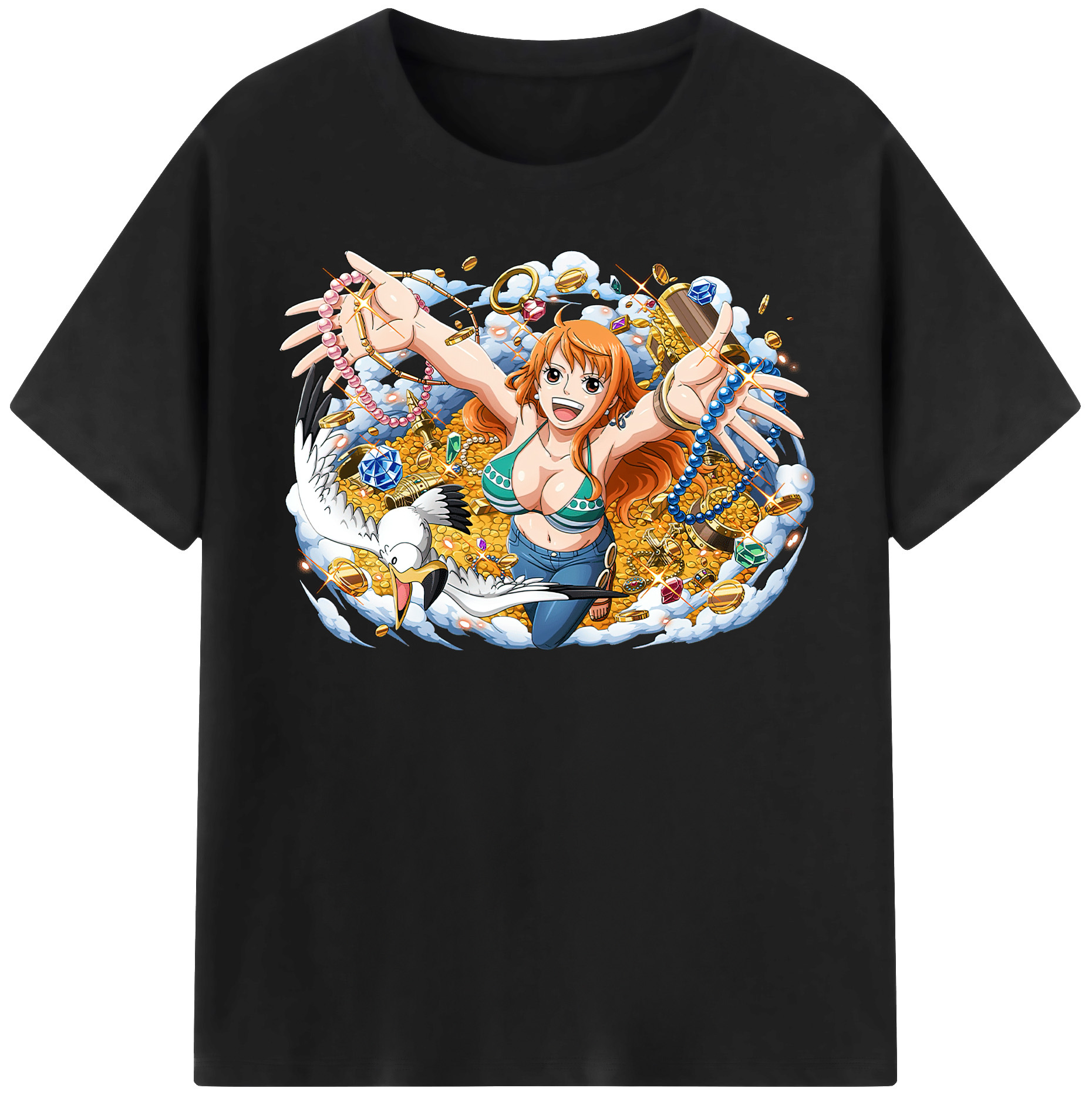 （画像用） ワンピース ナミ ONE PIECE Nami レディースカジュアルプリントTシャツ（綿100％）