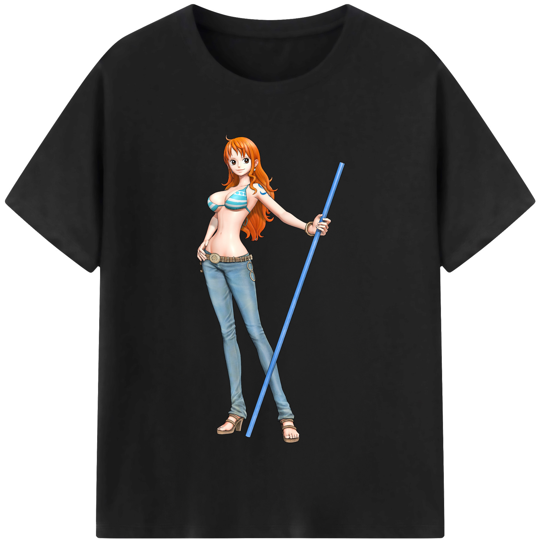 （画像用） ワンピース ナミ ONE PIECE Nami レディースカジュアルプリントTシャツ（綿100％）