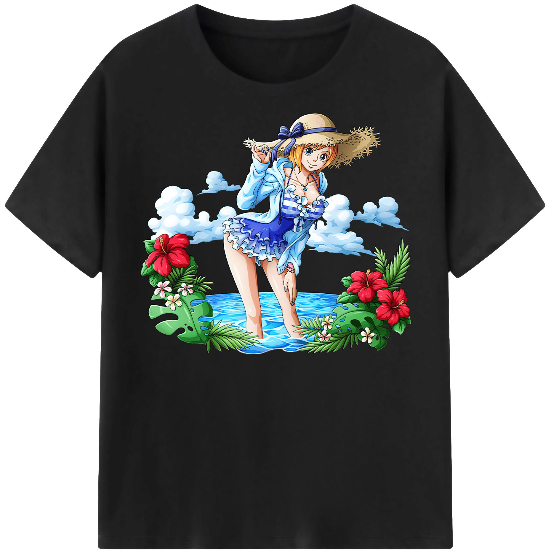 （画像用） ワンピース ナミ ONE PIECE Nami レディースカジュアルプリントTシャツ（綿100％）