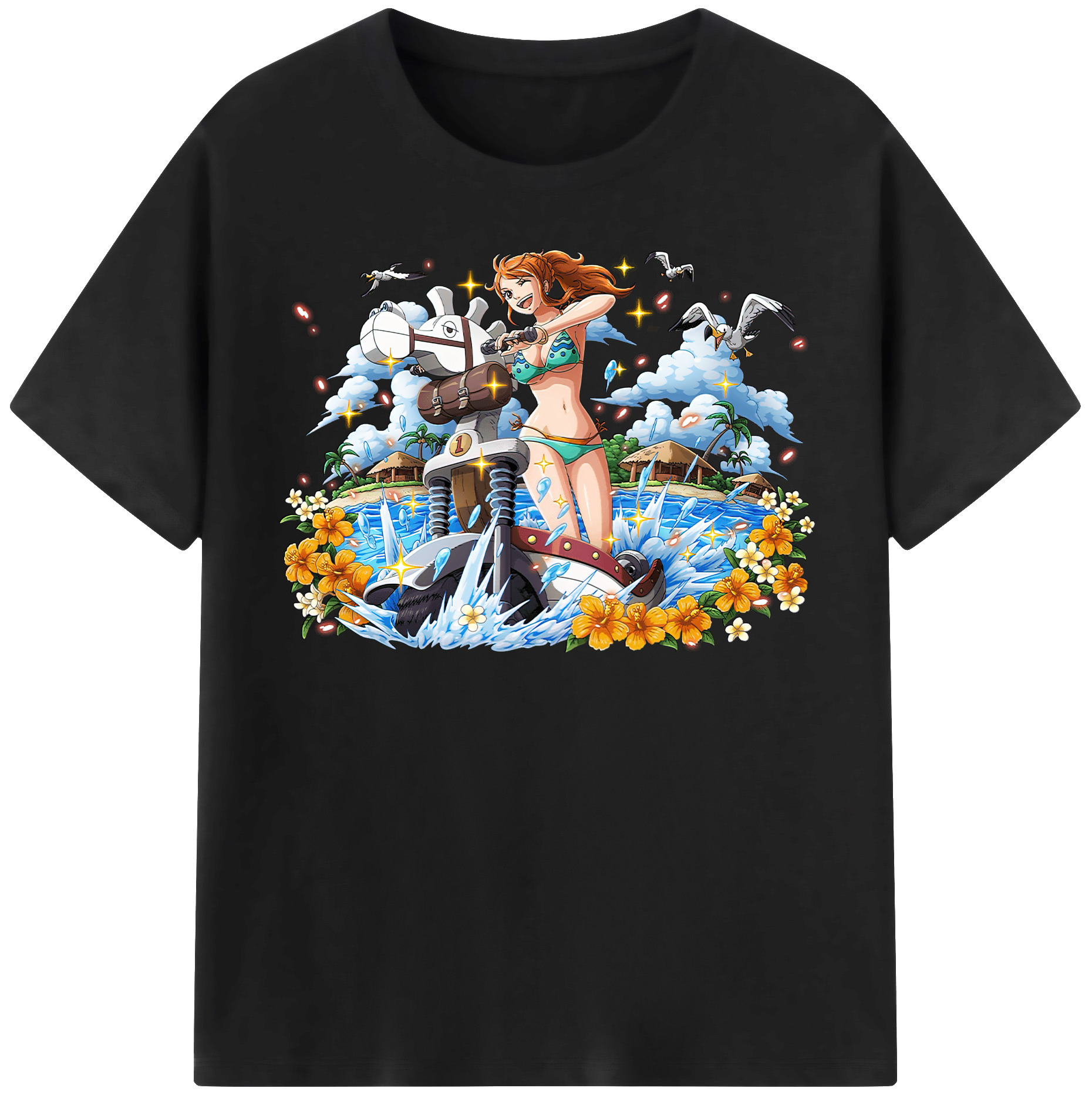 （画像用） ワンピース ナミ ONE PIECE Nami レディースカジュアルプリントTシャツ（綿100％）
