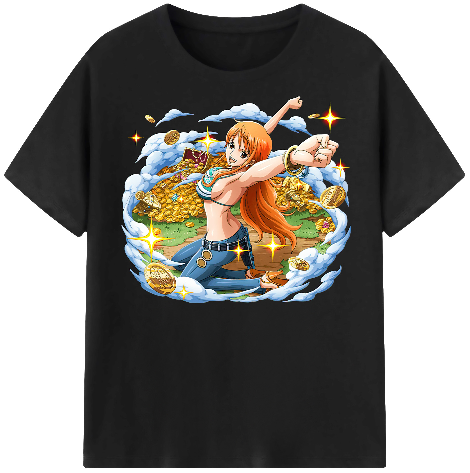 （画像用） ワンピース ナミ ONE PIECE Nami レディースカジュアルプリントTシャツ（綿100％）