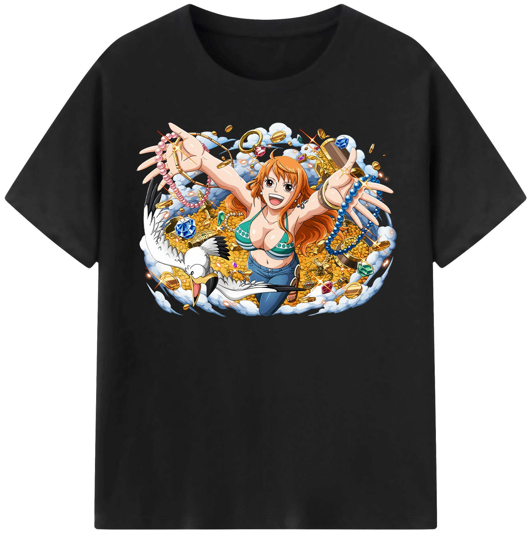 （画像用） ワンピース ナミ ONE PIECE Nami レディースカジュアルプリントTシャツ（綿100％）
