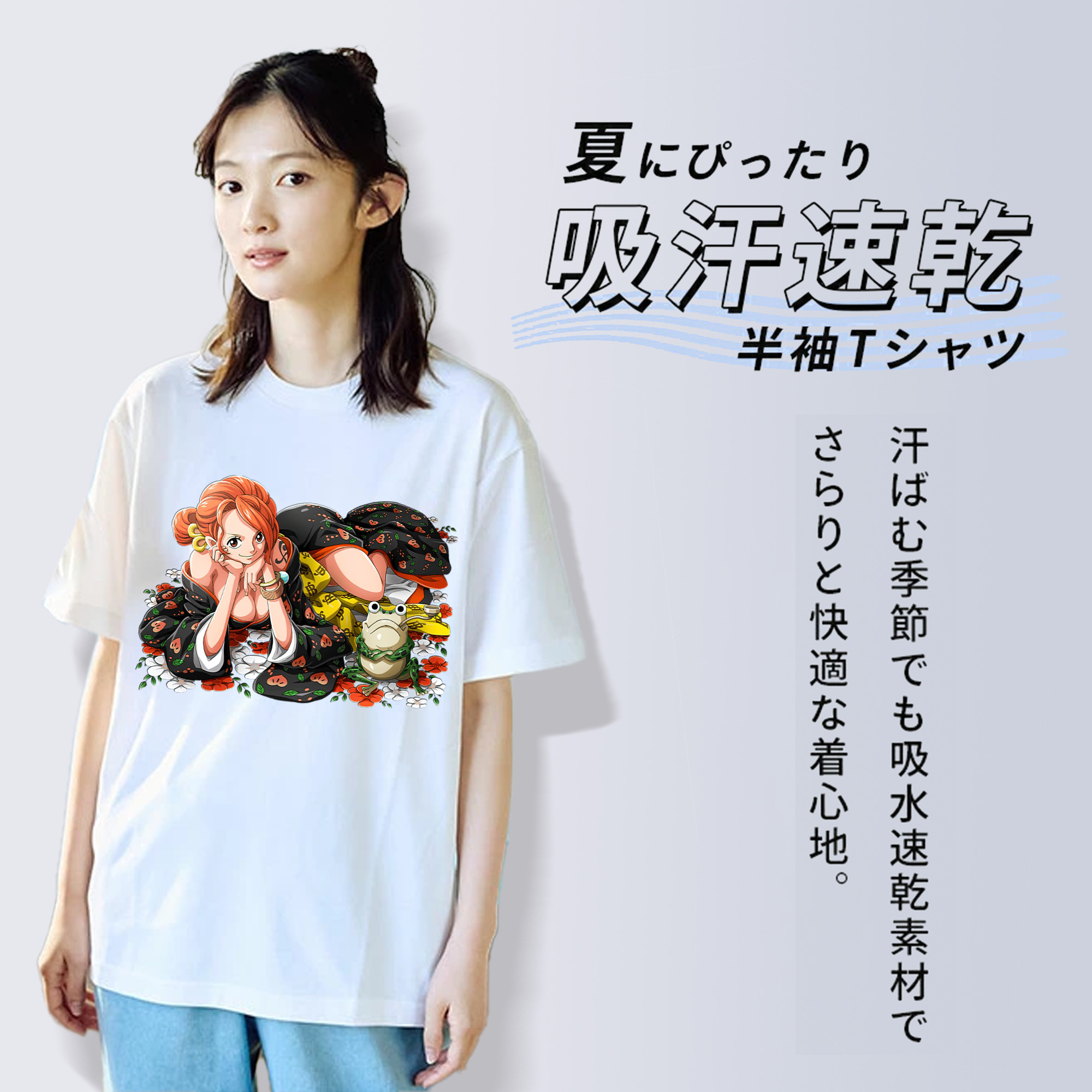 ワンピース ナミ ONE PIECE Nami レディースカジュアルプリントTシャツ（綿100％）
