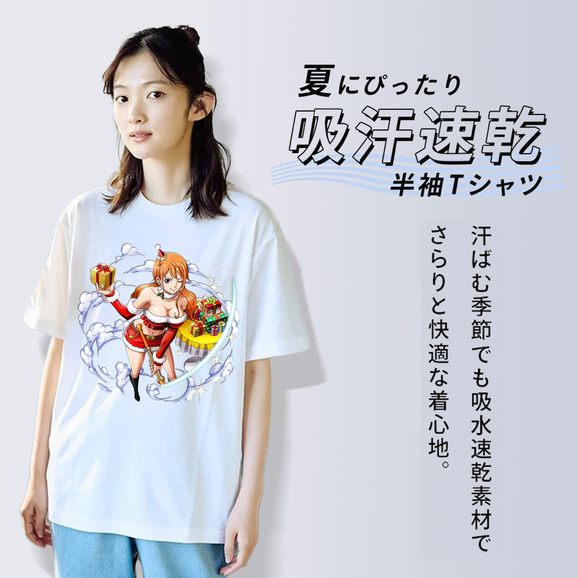 ワンピース ナミ ONE PIECE Nami レディースカジュアルプリントTシャツ（綿100％）
