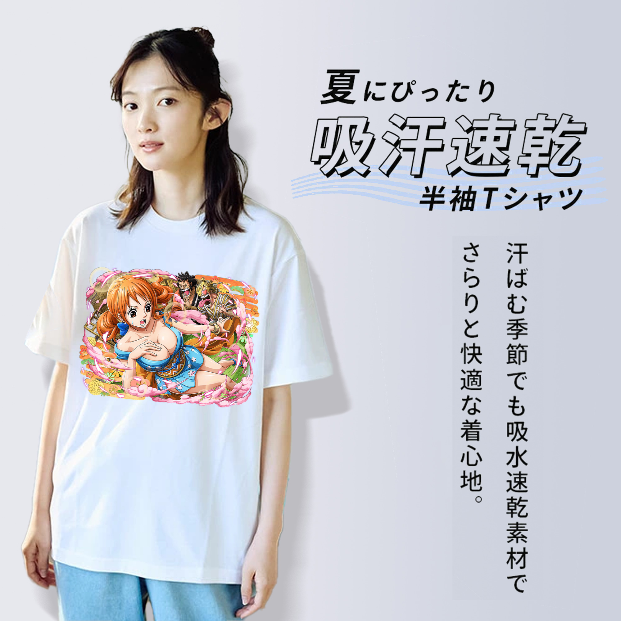 ワンピース ナミ ONE PIECE Nami レディースカジュアルプリントTシャツ（綿100％）