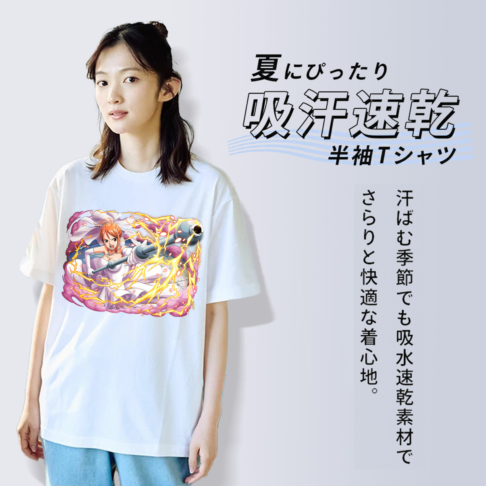 ワンピース ナミ ONE PIECE Nami レディースカジュアルプリントTシャツ（綿100％）