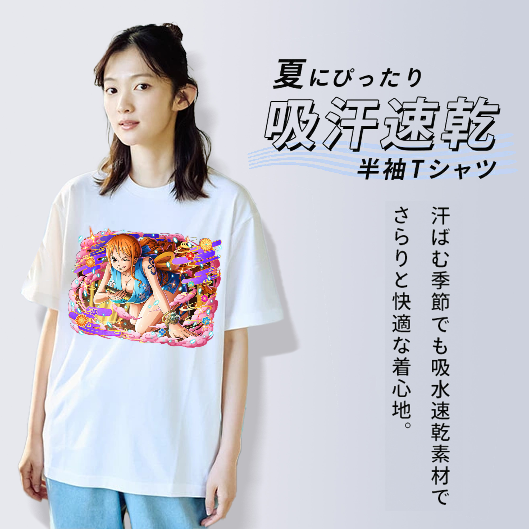 ワンピース ナミ ONE PIECE Nami レディースカジュアルプリントTシャツ（綿100％）
